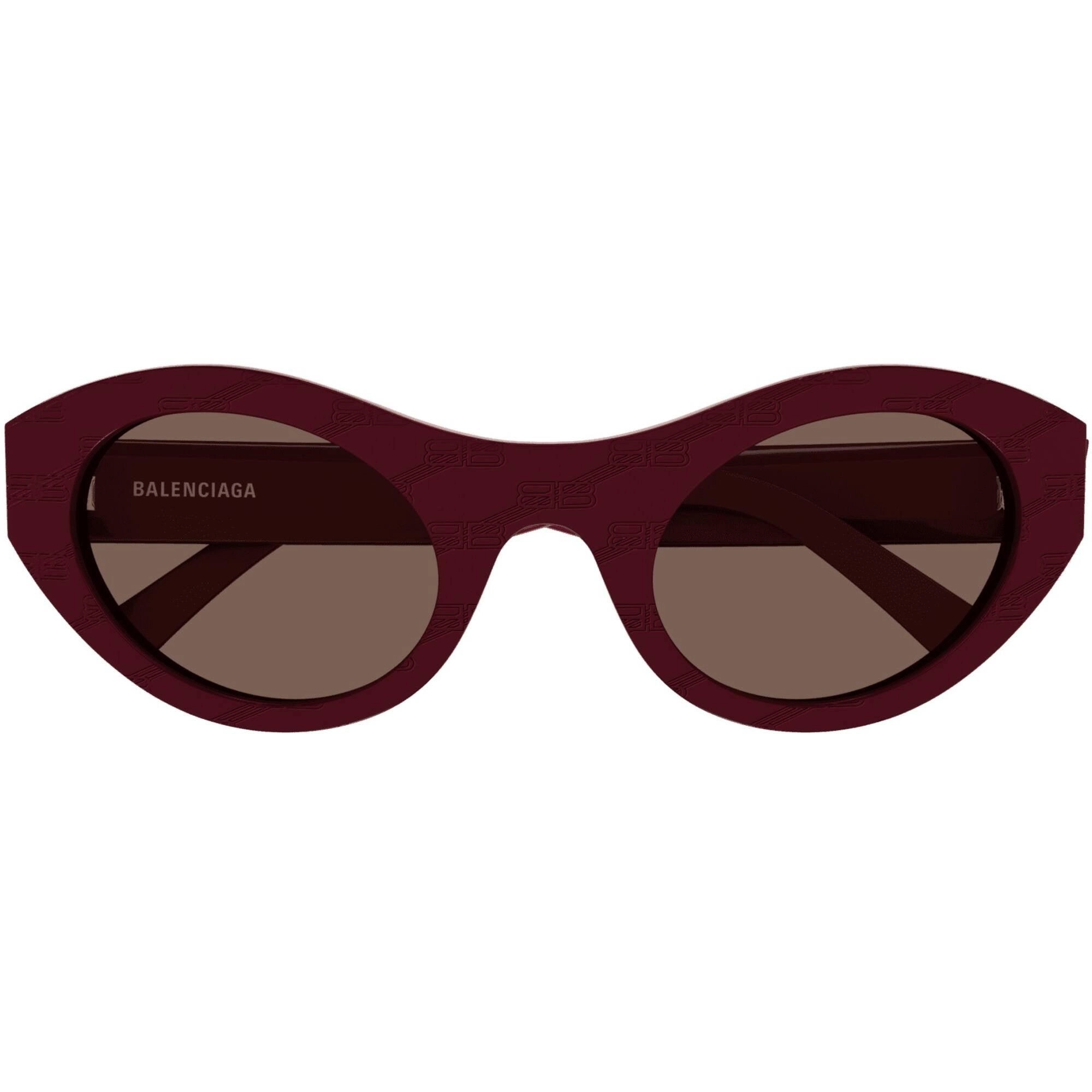 Balenciaga Women's Sunglasses - Burgundy Cat Eye Shape Frame Brown Lens | BB0250S 004