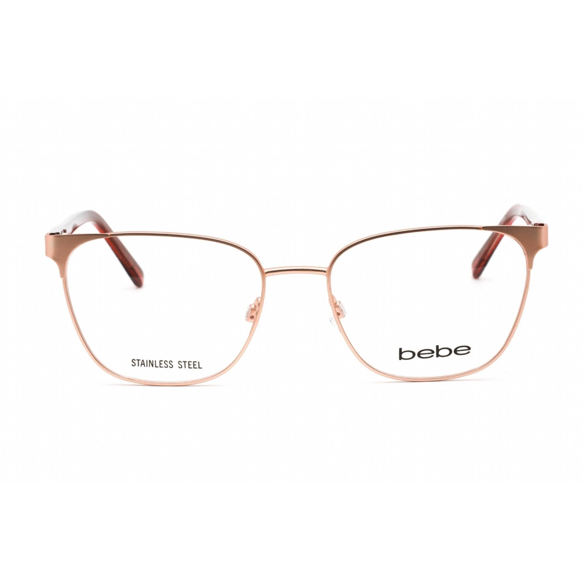 Bebe Women's Eyeglasses - Rose Gold Rectangular Full Rim Frame Clear Lens | BB5200 770