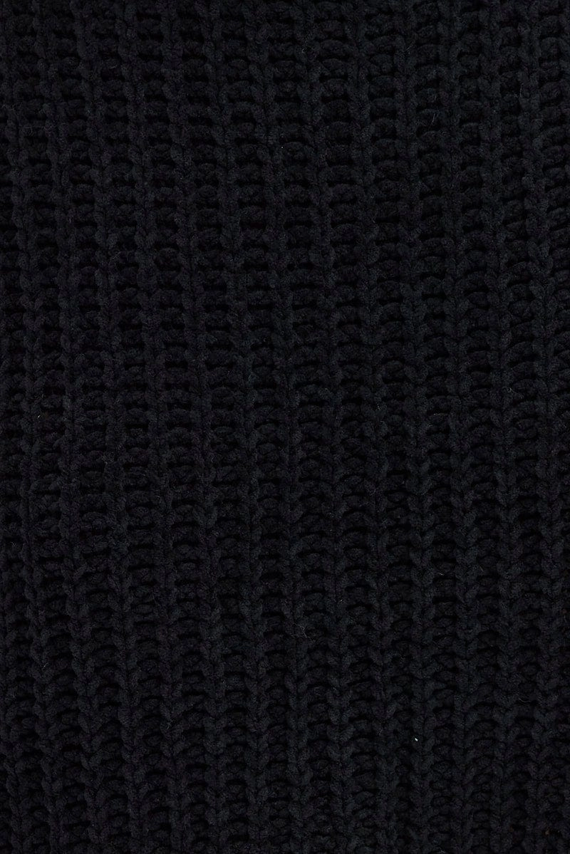 Black Knit Jumper Turtle Neck Chenille