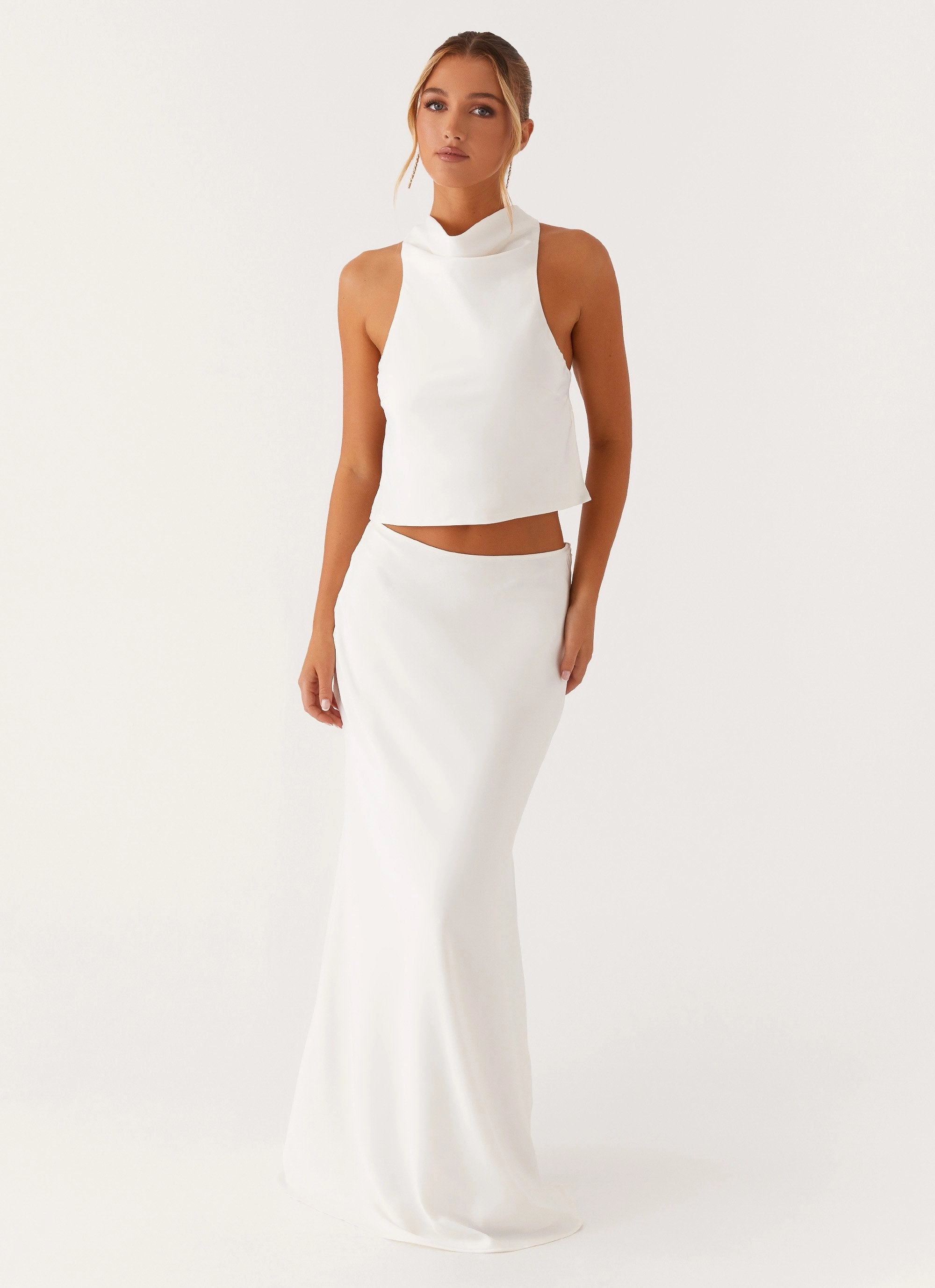 Brookie Satin Top - White
