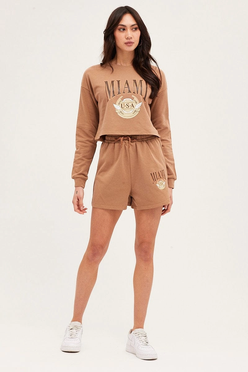 Brown Shorts Cotton