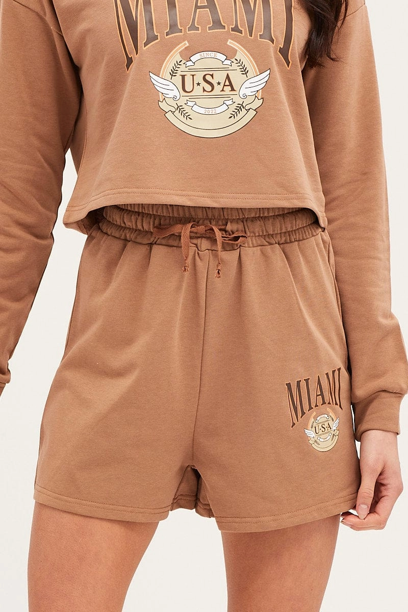 Brown Shorts Cotton