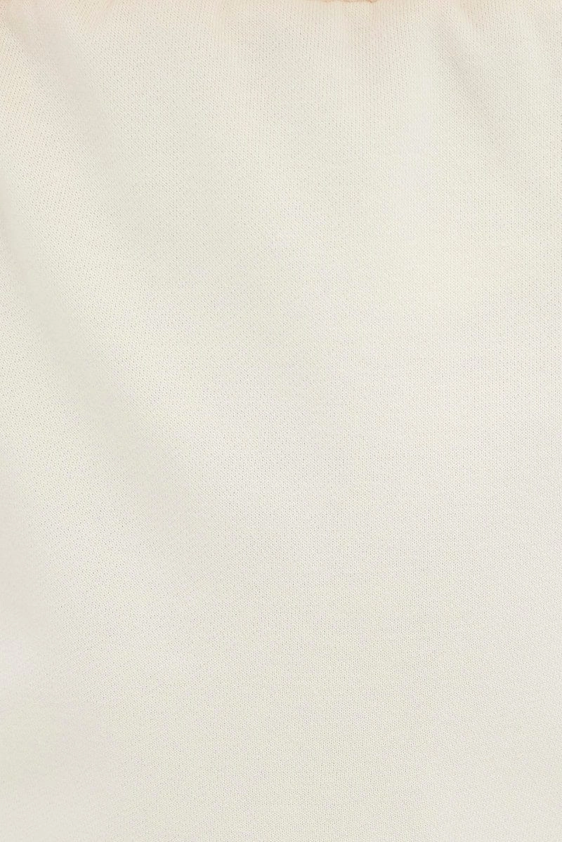 Cream Graphic Paris Print Sweat Track Short