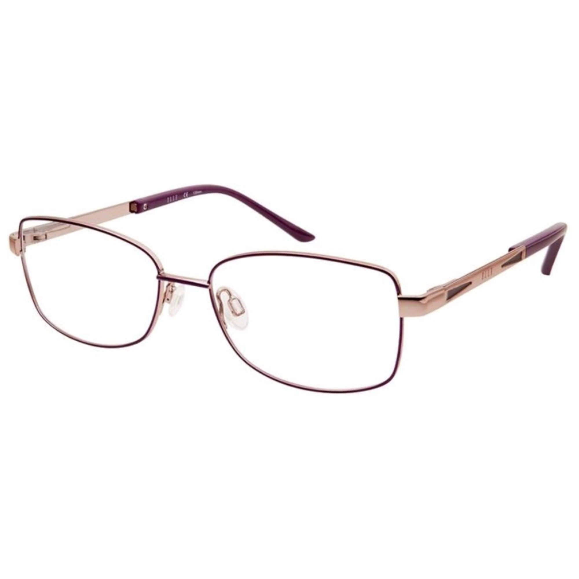 Elle Women's Eyeglasses - Purple Metal Rectangular Frame Demo Lens | ELLE 13452 PU