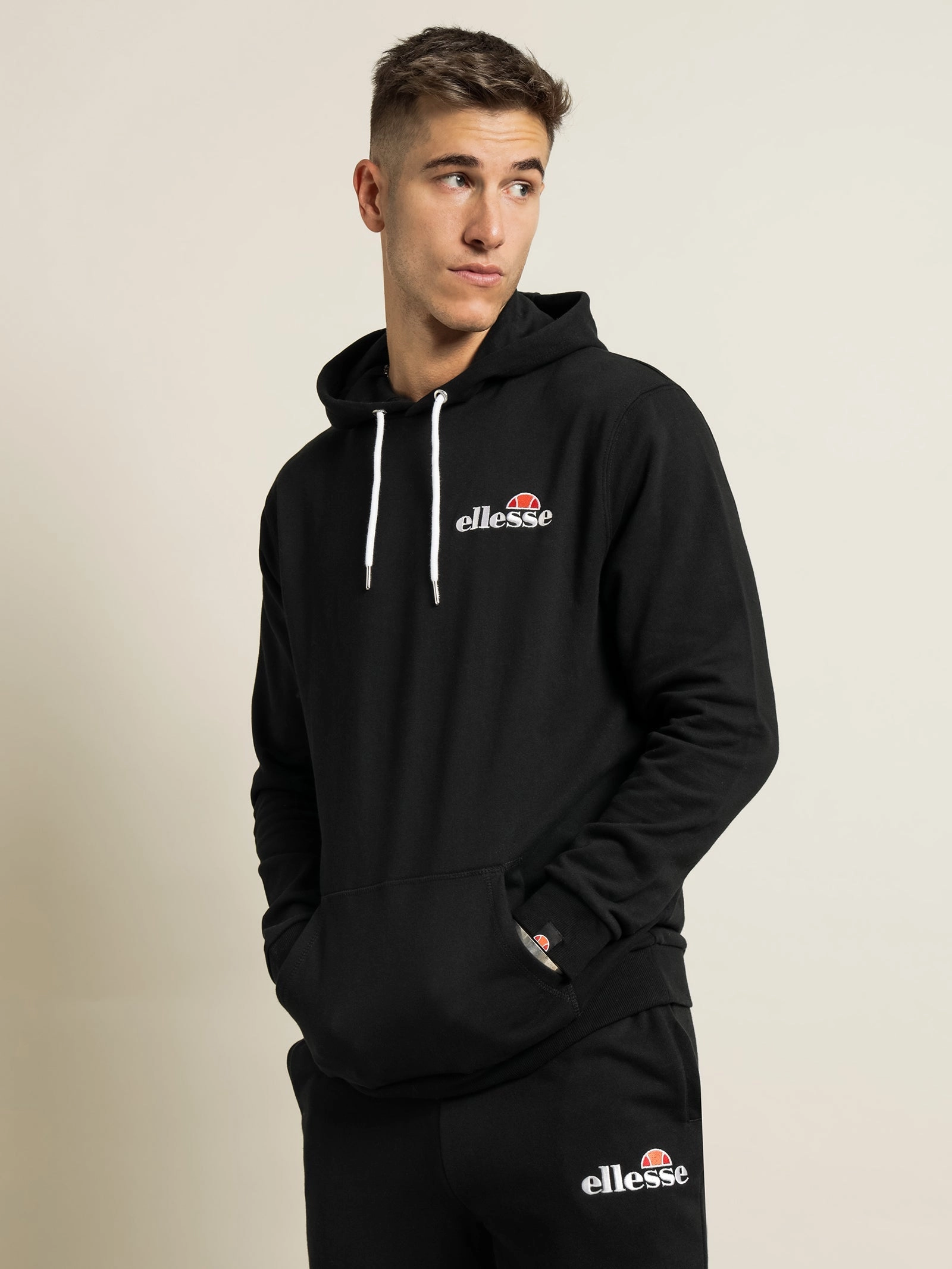 ELLESSE MEN'S PRIMERO BLACK HOODIE