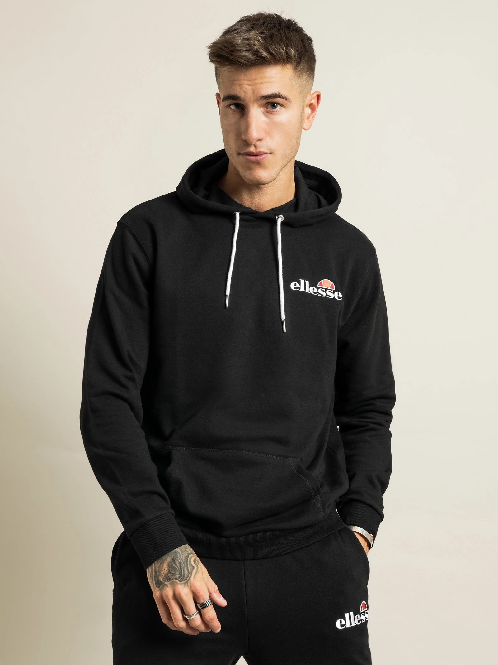 ELLESSE MEN'S PRIMERO BLACK HOODIE