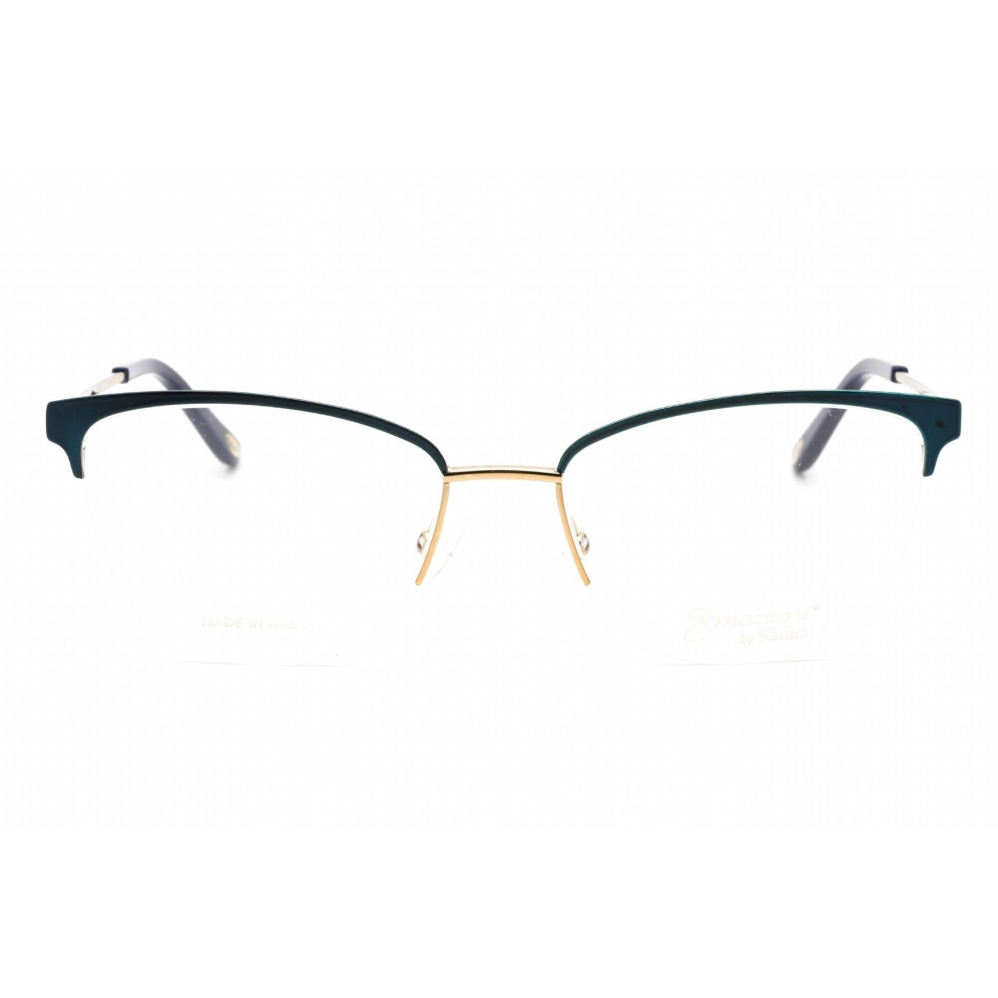 Emozioni Women's Eyeglasses - Blue Gold Metal Half Rim Cat Eye Frame | EM 4408 0KY2 00