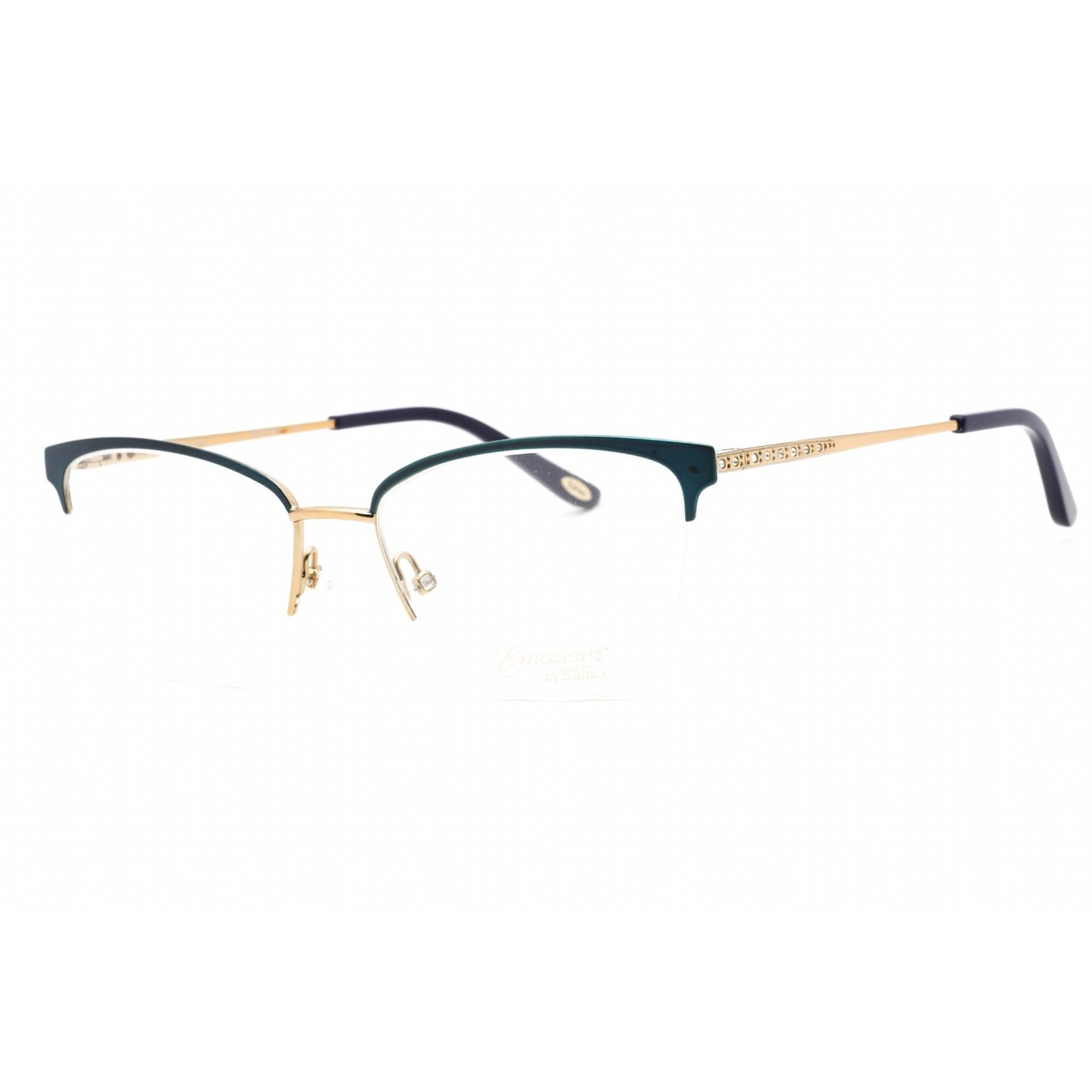 Emozioni Women's Eyeglasses - Blue Gold Metal Half Rim Cat Eye Frame | EM 4408 0KY2 00