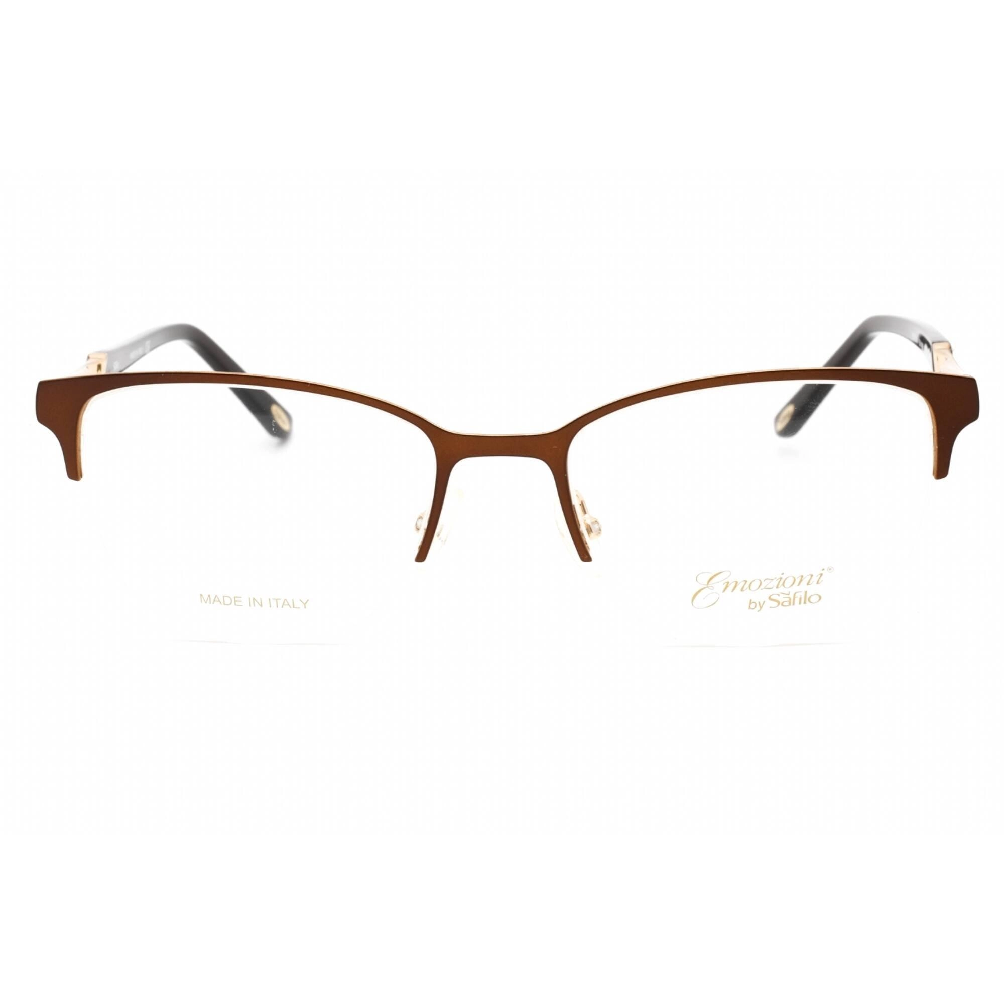 Emozioni Women's Eyeglasses - Brown Gold Half Rim Cat Eye Frame | EM 4396 0FG4 00