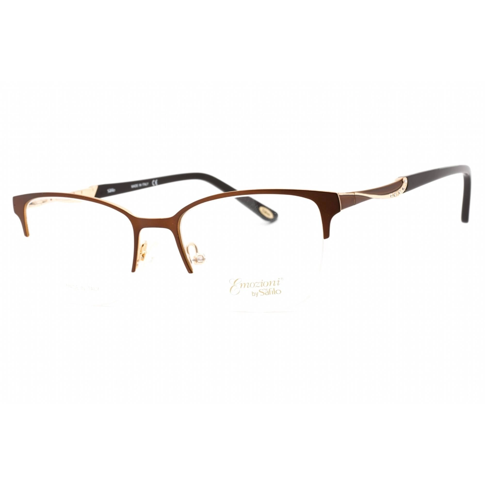 Emozioni Women's Eyeglasses - Brown Gold Half Rim Cat Eye Frame | EM 4396 0FG4 00