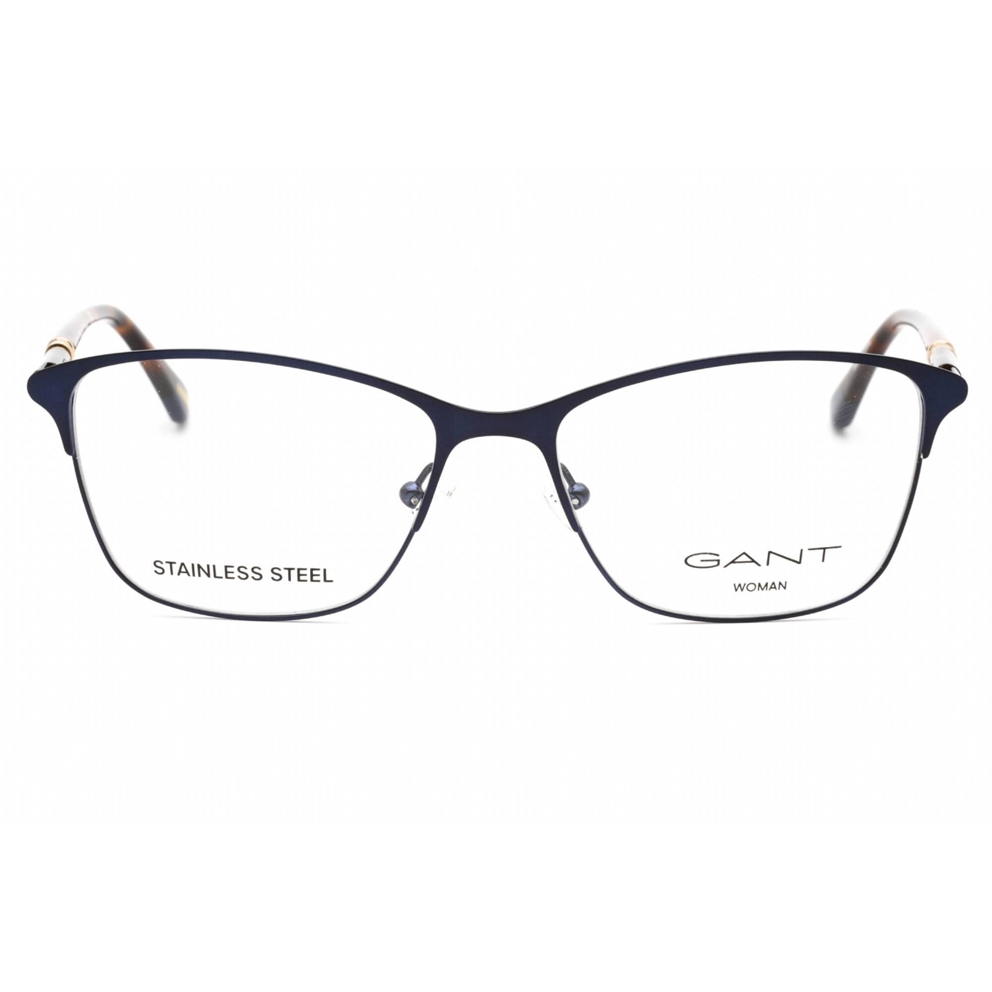 Gant Women's Eyeglasses - Matte Blue Metal Full Rim Rectangular Frame | GA4081 091