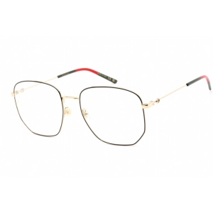 Gucci Women's Eyeglasses - Gold Black Metal Square Frame Clear Lens | GG0396O 001