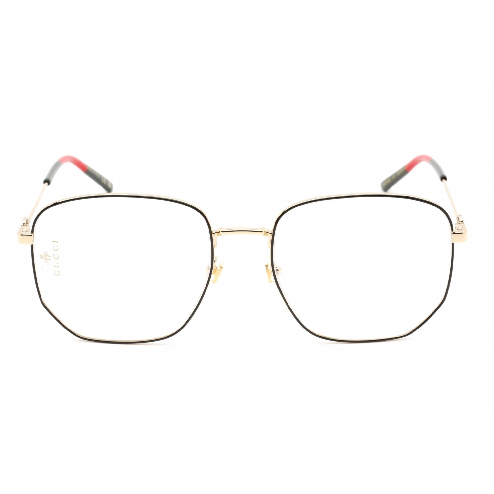 Gucci Women's Eyeglasses - Gold Black Metal Square Frame Clear Lens | GG0396O 001