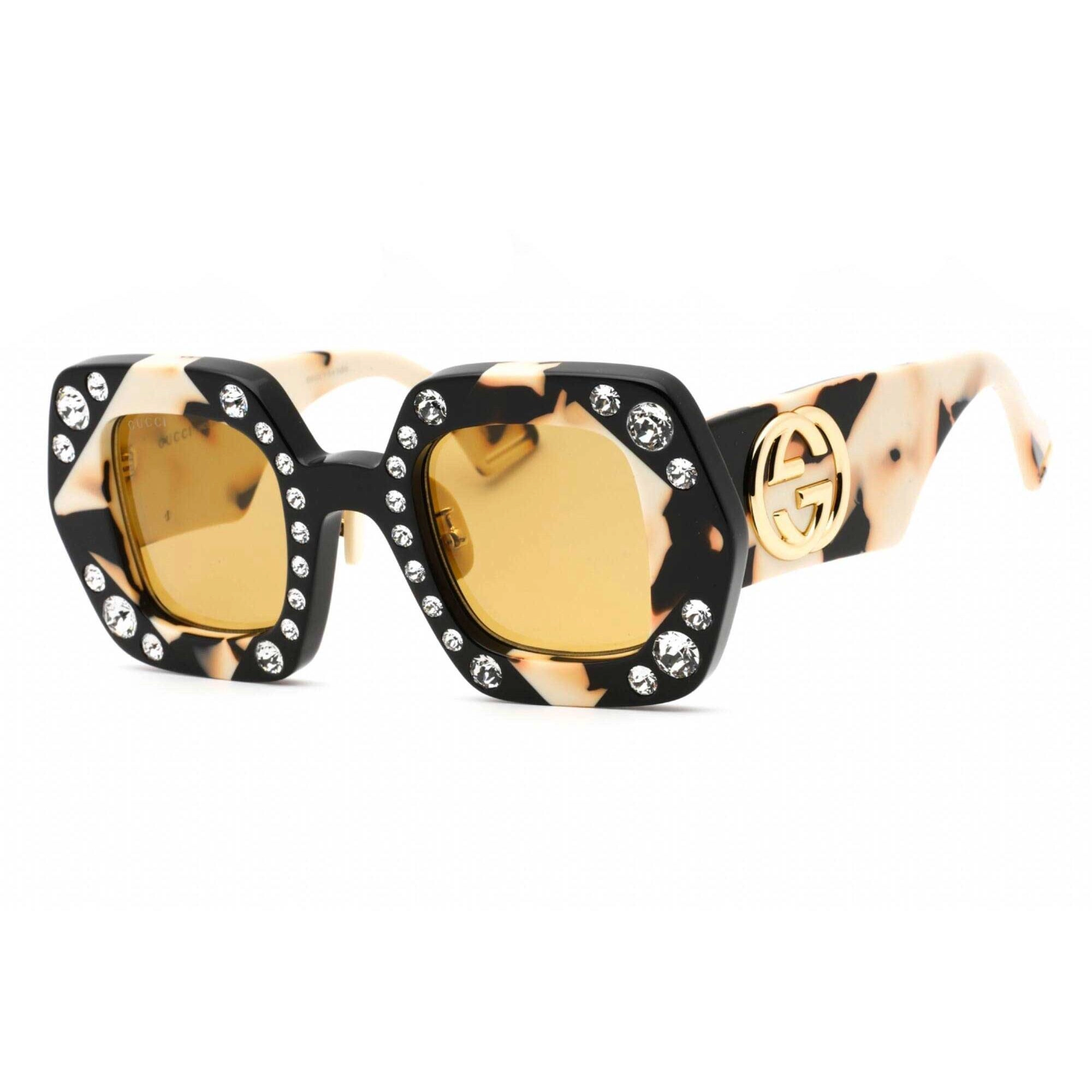 Gucci Women's Sunglasses - Black/Ivory Geometric Full Rim Plastic Frame | GG1330S 001