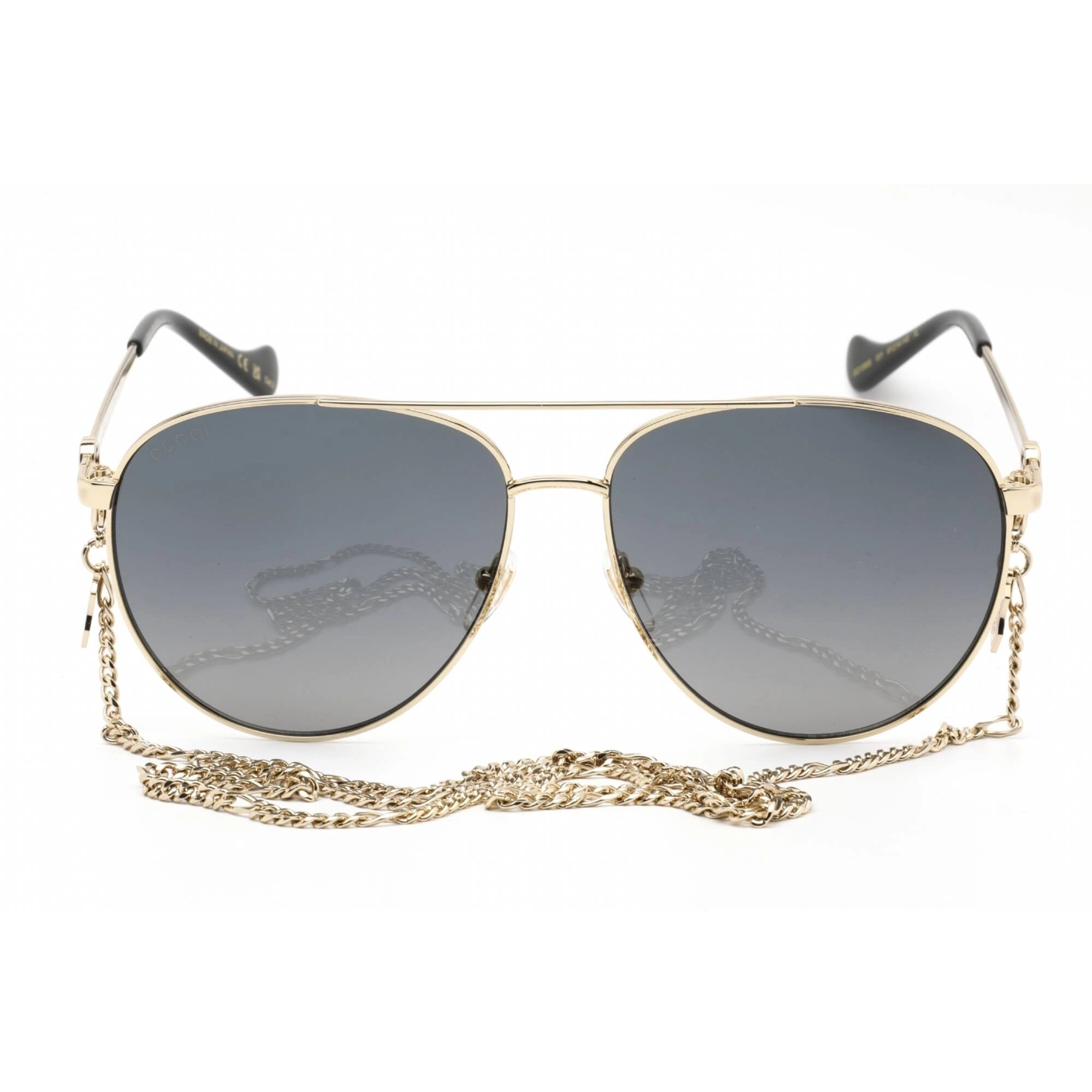 Gucci Women's Sunglasses - Gold Metal Aviator Full Rim Frame Grey Lens | GG1088S 001