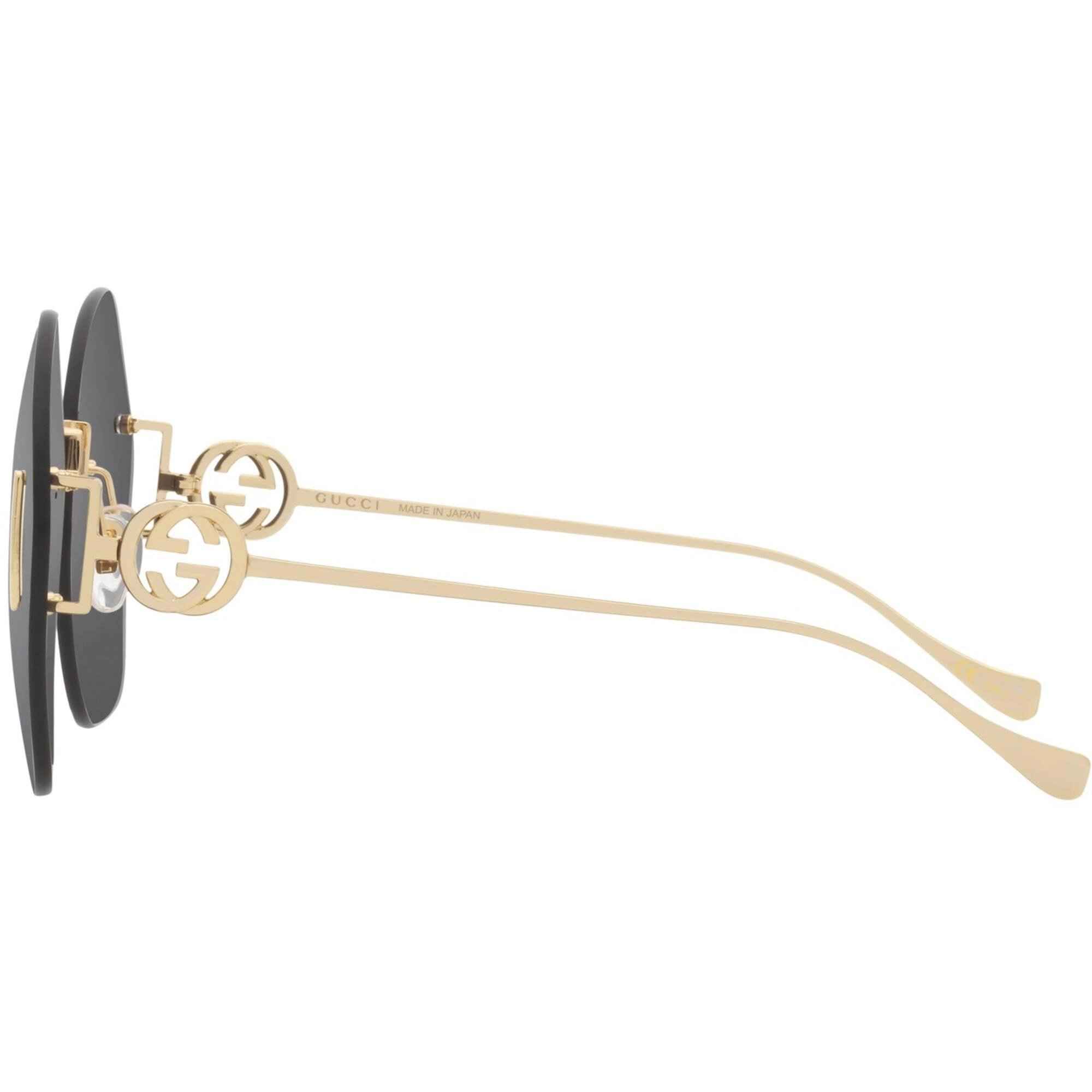 Gucci Women's Sunglasses - Gold Metal Butterfly Rimless Frame Grey Lens | GG1203S 002