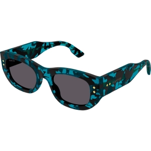 Gucci Women's Sunglasses - Havana Acetate Rectangular Frame Grey Lens | GG1215S 001