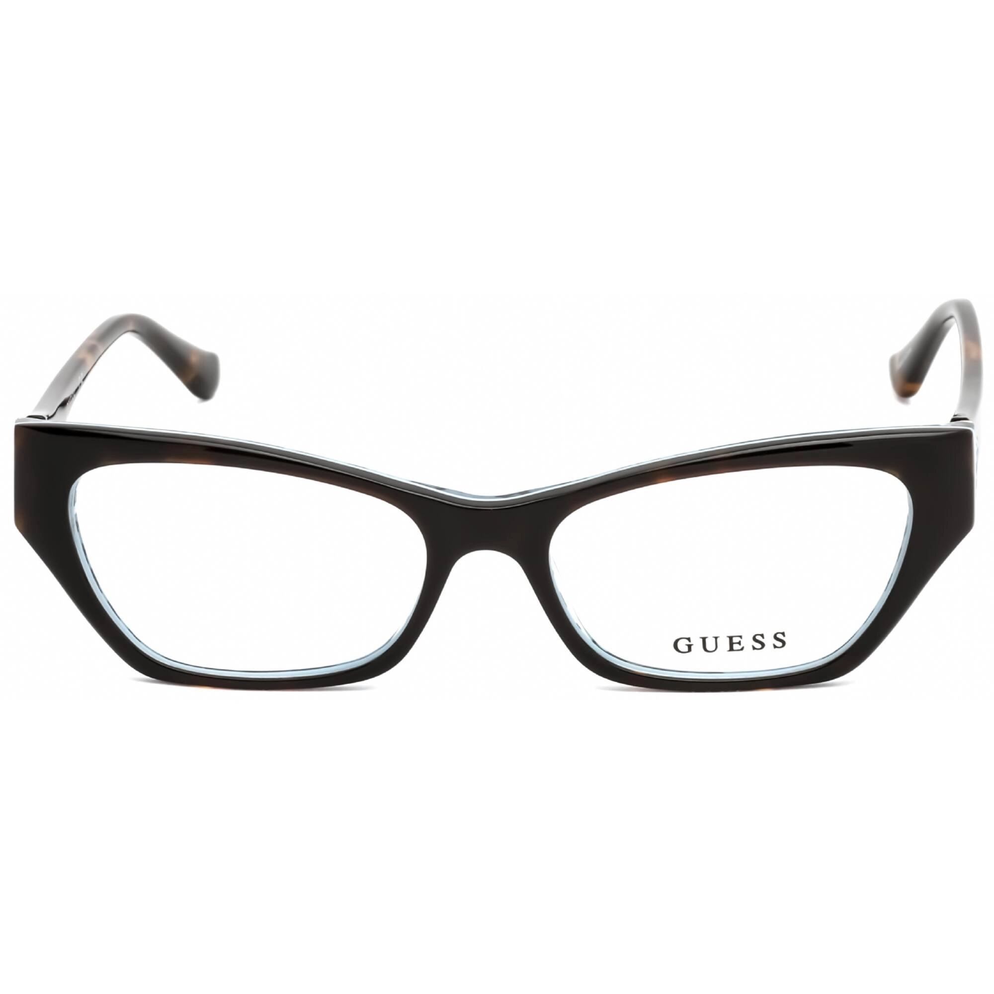 Guess Women's Eyeglasses - Clear Lens Dark Havana Plastic Cat Eye Frame | GU2747 052