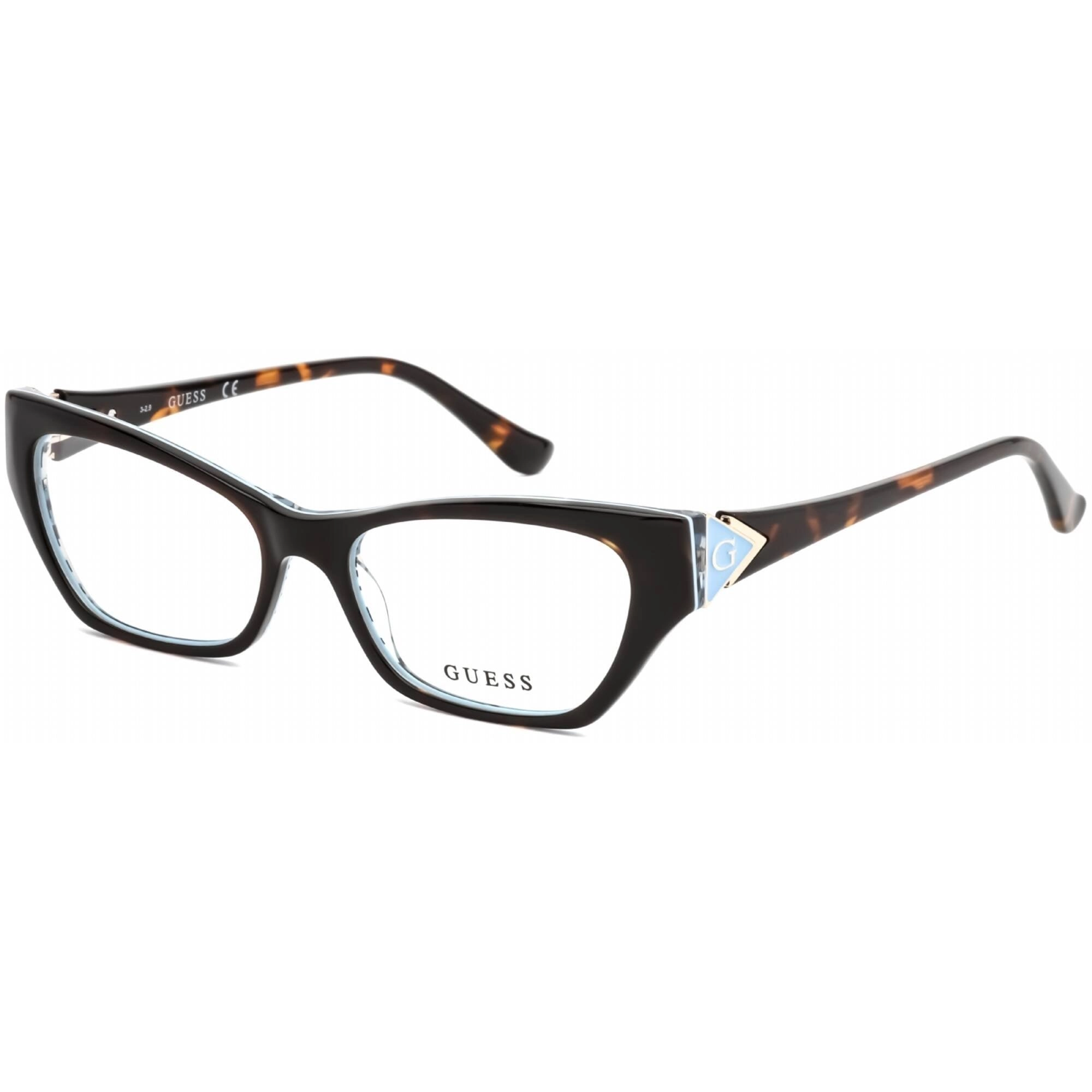 Guess Women's Eyeglasses - Clear Lens Dark Havana Plastic Cat Eye Frame | GU2747 052