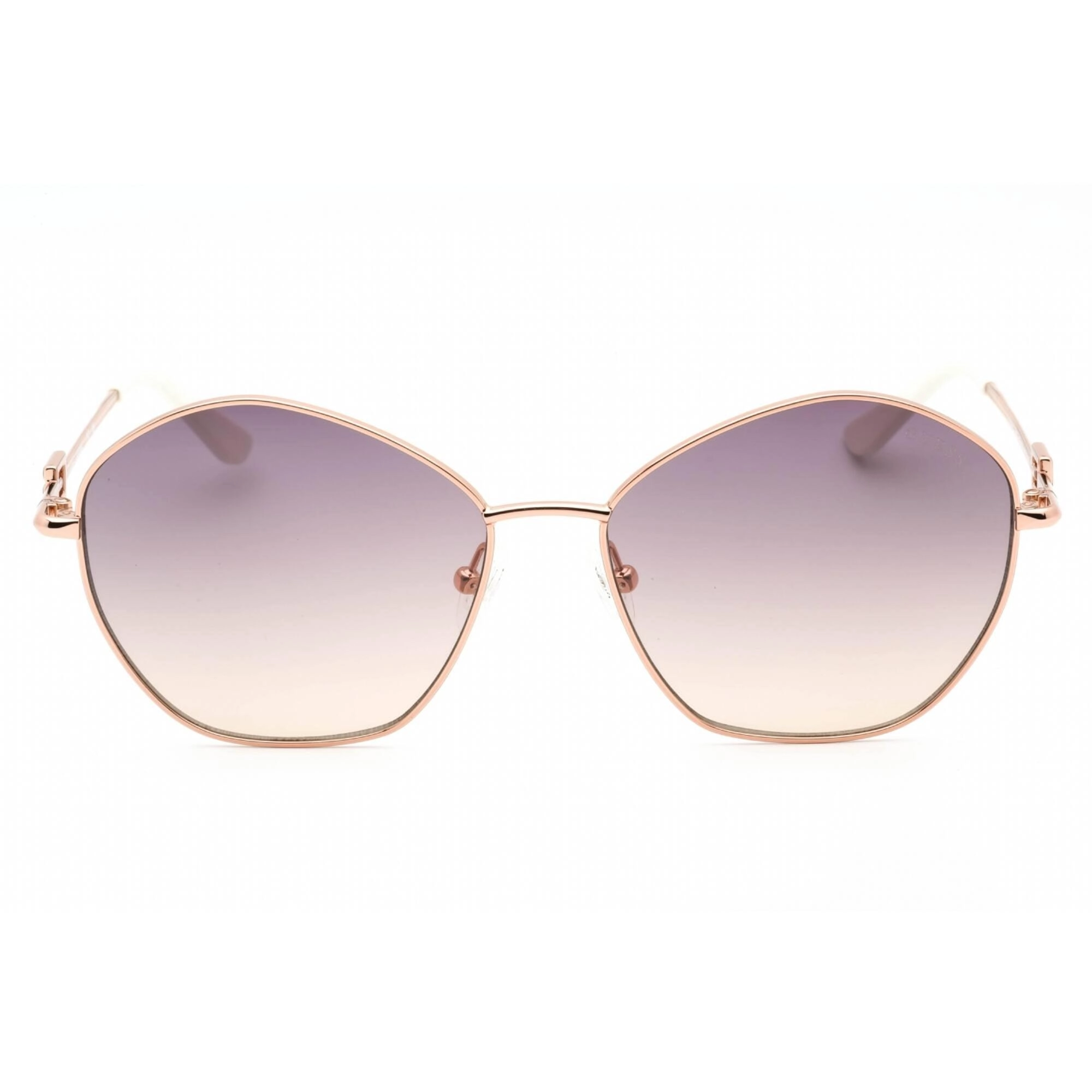 Guess Women's Sunglasses - Shiny Rose Gold Metal Geometric Shape Frame | GU7907 28Z