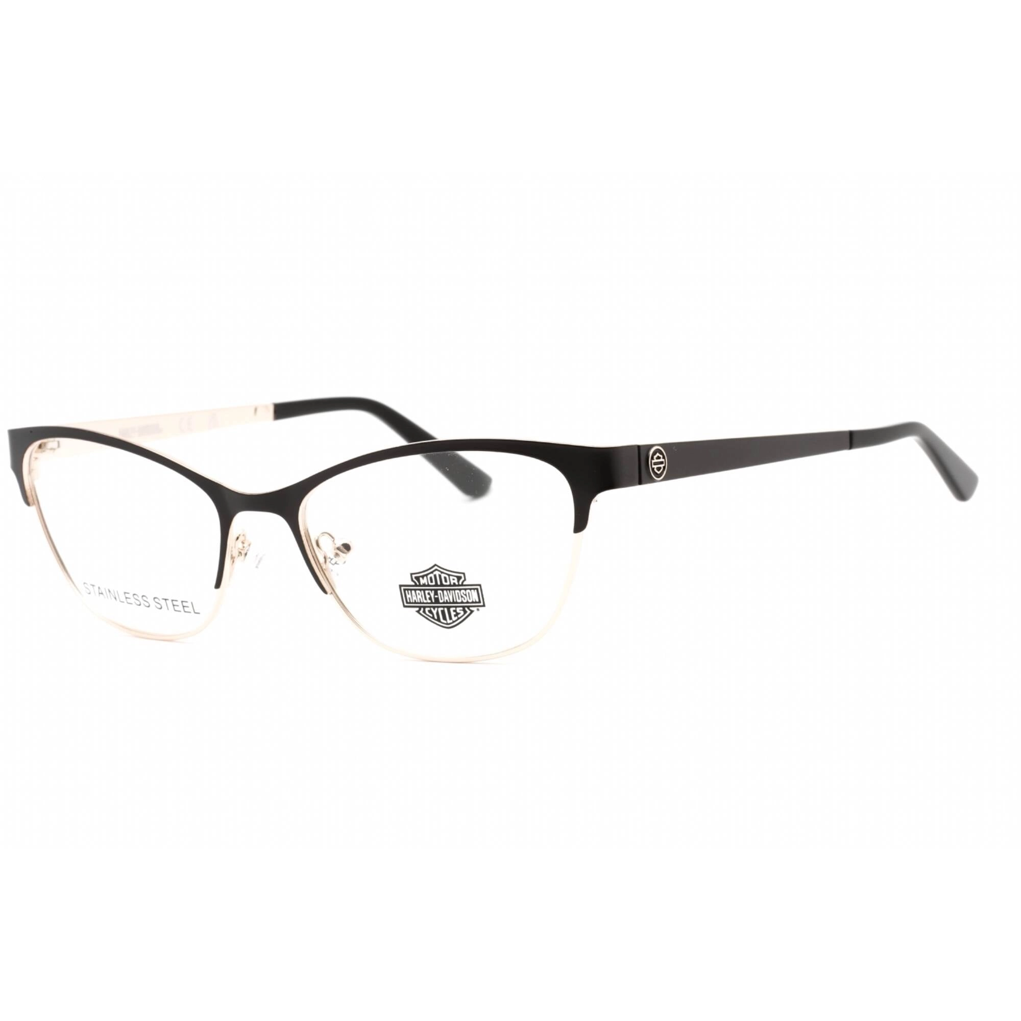 Harley Davidson Women's Eyeglasses - Matte Black Metal Cat Eye Frame | HD0572 002