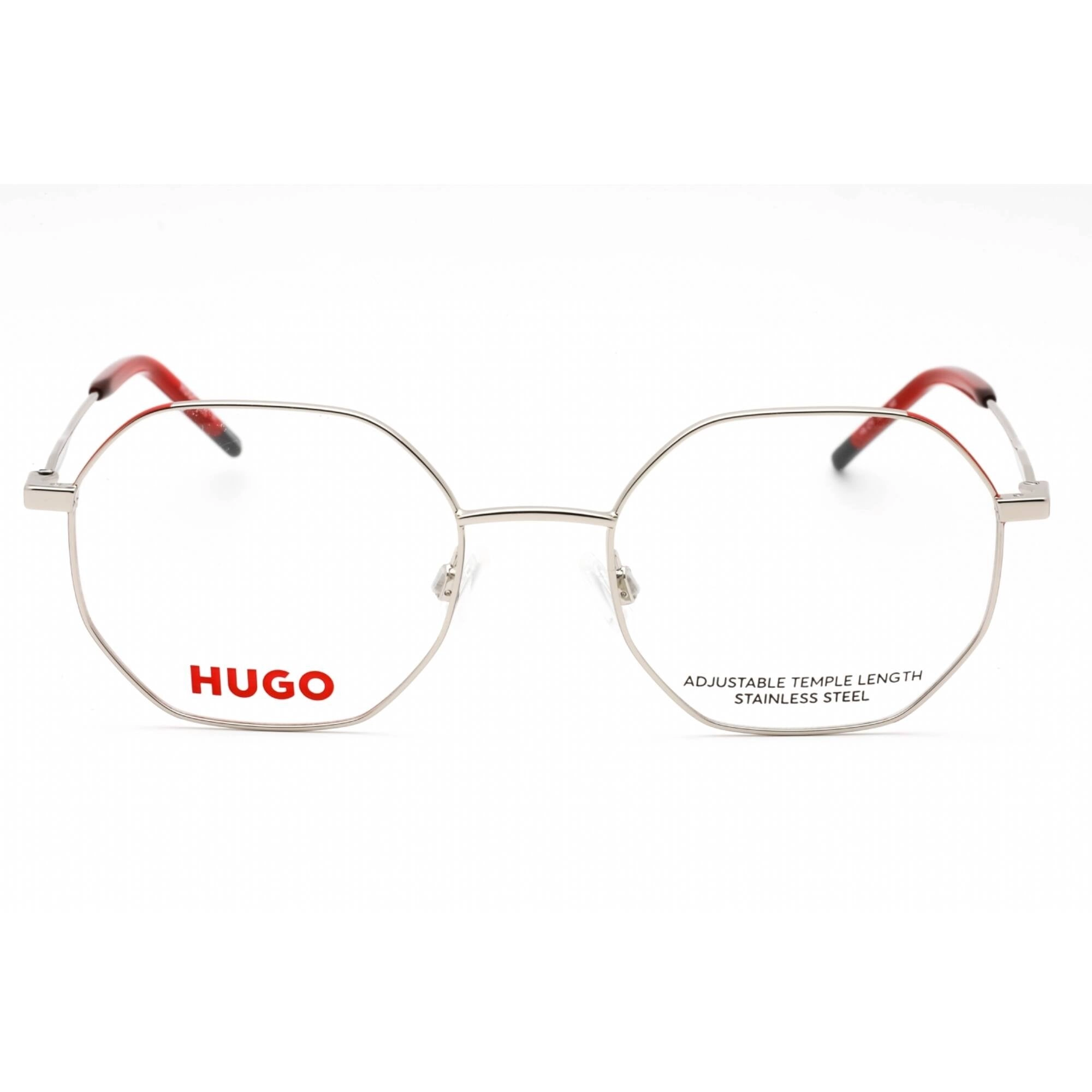 Hugo Women's Eyeglasses - Silver Red Metal Geometric Full Rim Frame | HG 1216 0J2B 00
