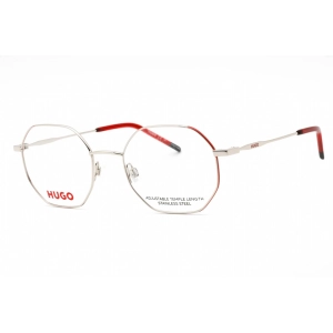 Hugo Women's Eyeglasses - Silver Red Metal Geometric Full Rim Frame | HG 1216 0J2B 00