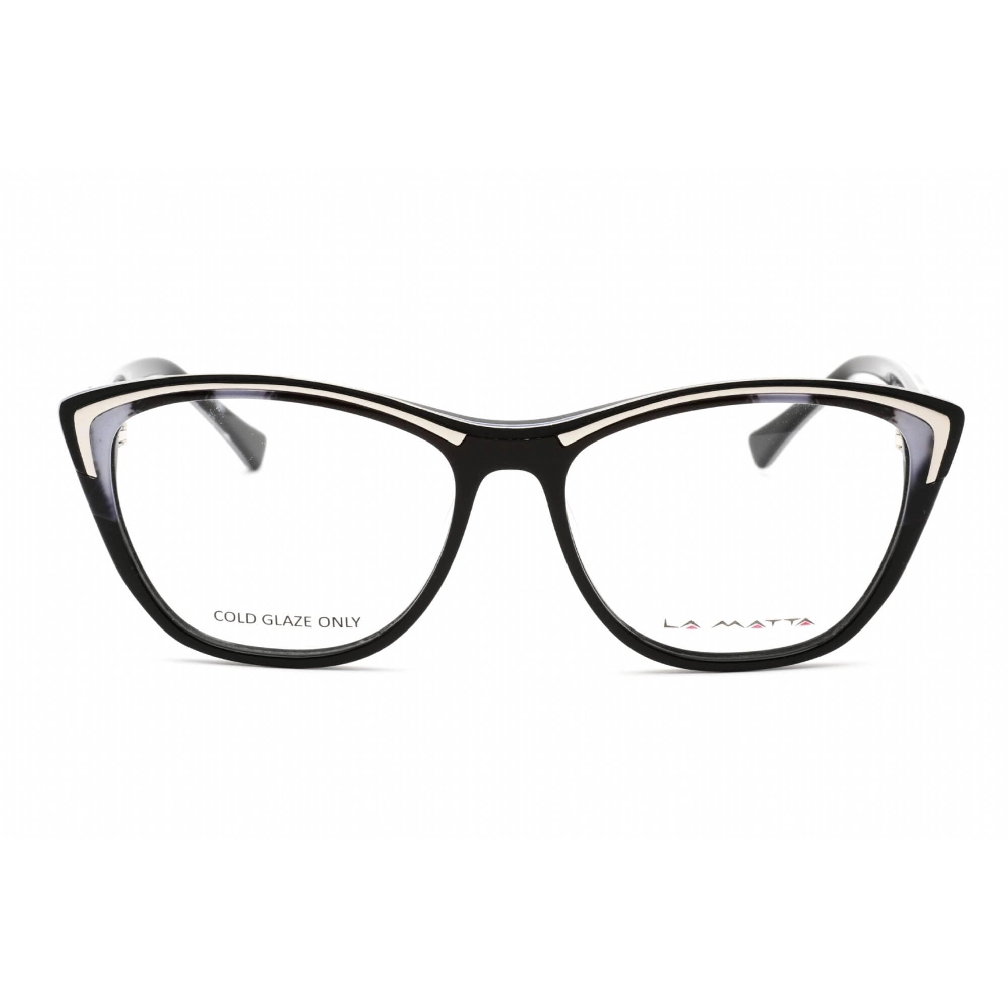 La Matta Women's Eyeglasses - Full Rim Cat Eye Black/White Grey Frame | LMV3304 C2