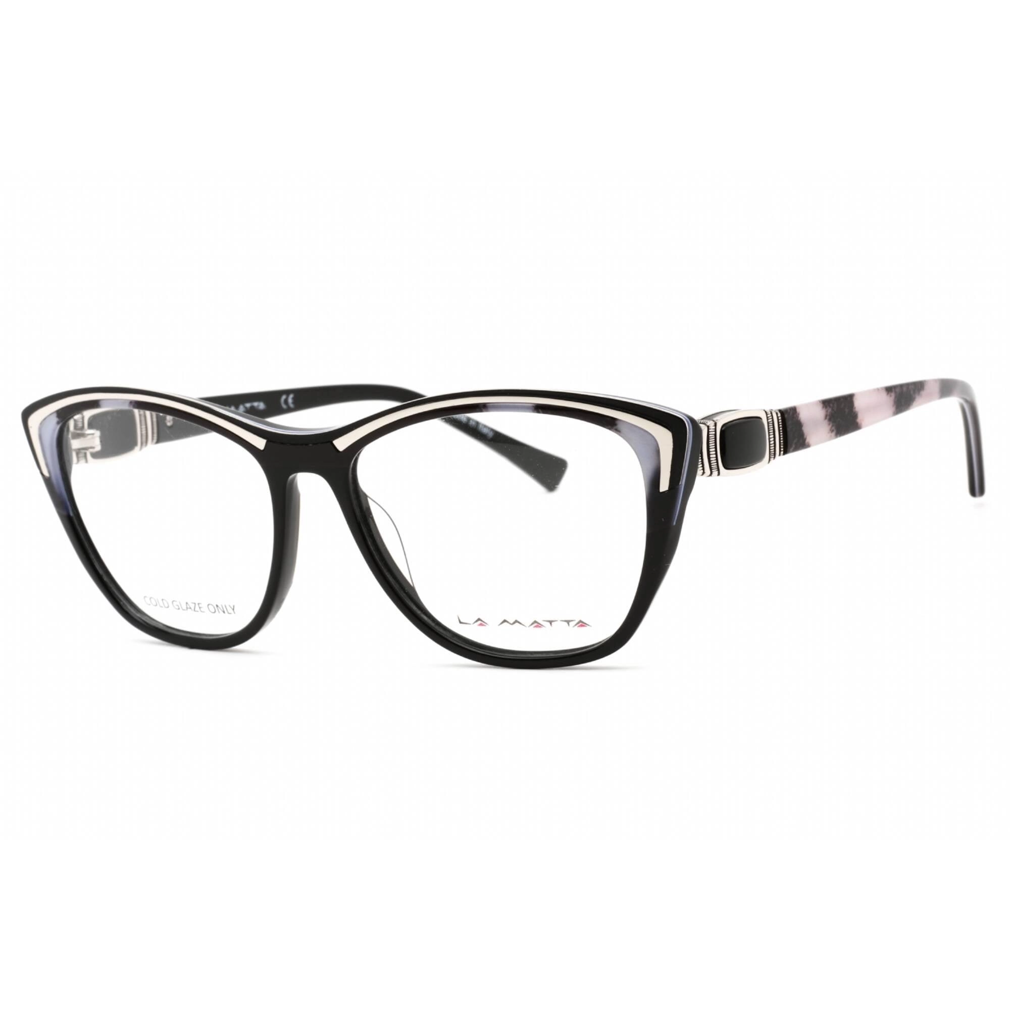 La Matta Women's Eyeglasses - Full Rim Cat Eye Black/White Grey Frame | LMV3304 C2