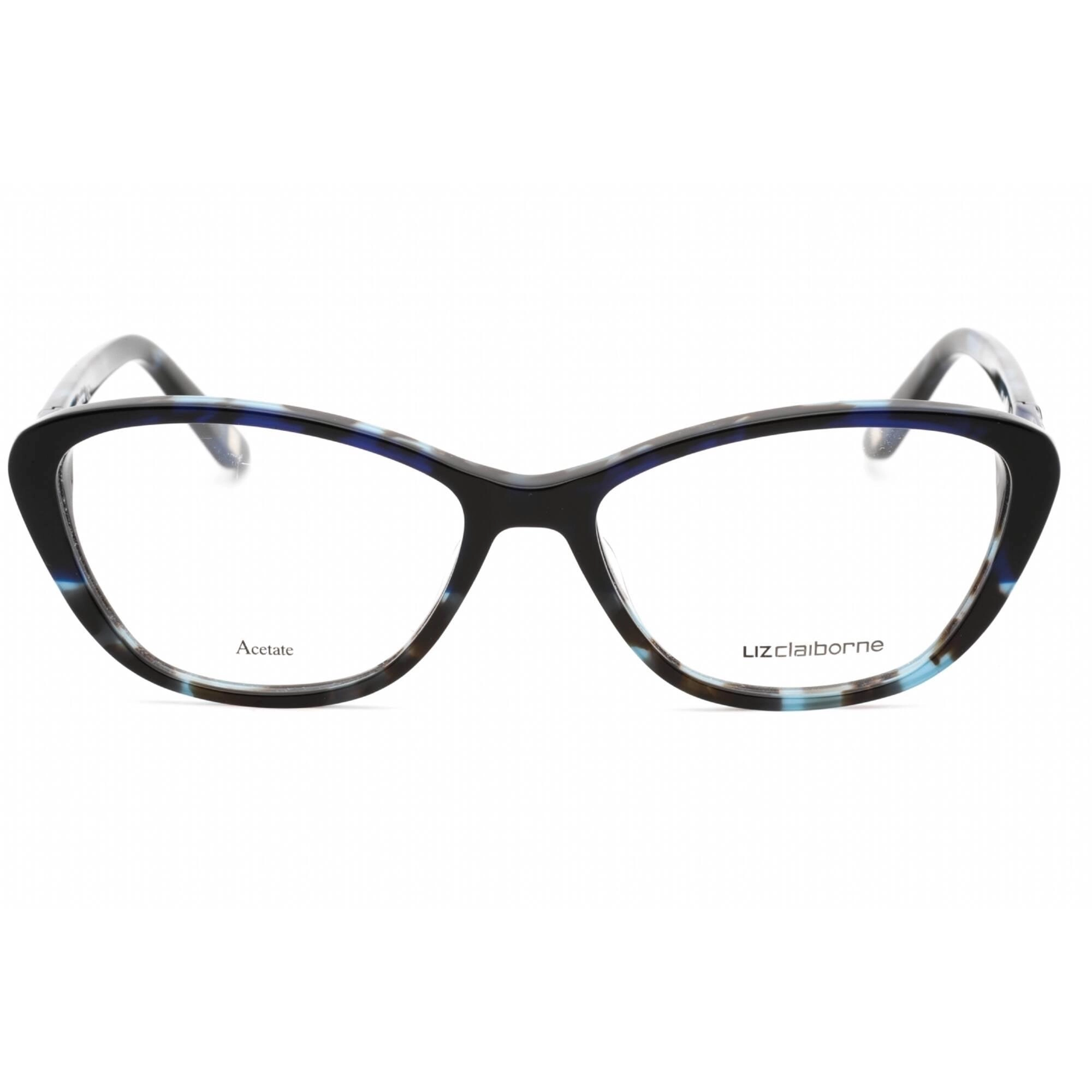 Liz Claiborne Women's Eyeglasses - Havana Blue Plastic Cat Eye Frame | L 458 0IPR 00