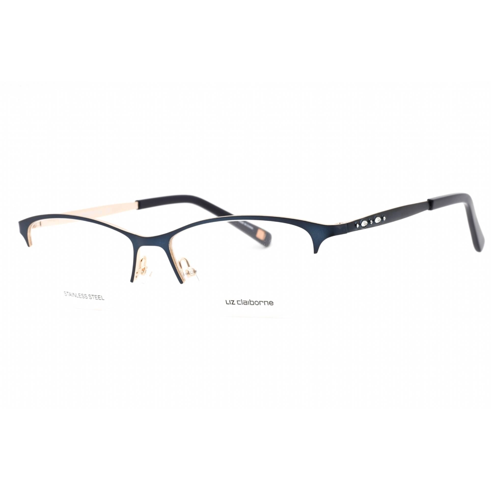 Liz Claiborne Women's Eyeglasses - Navy Metal Cat Eye Frame Clear Lens | L 654 E8W