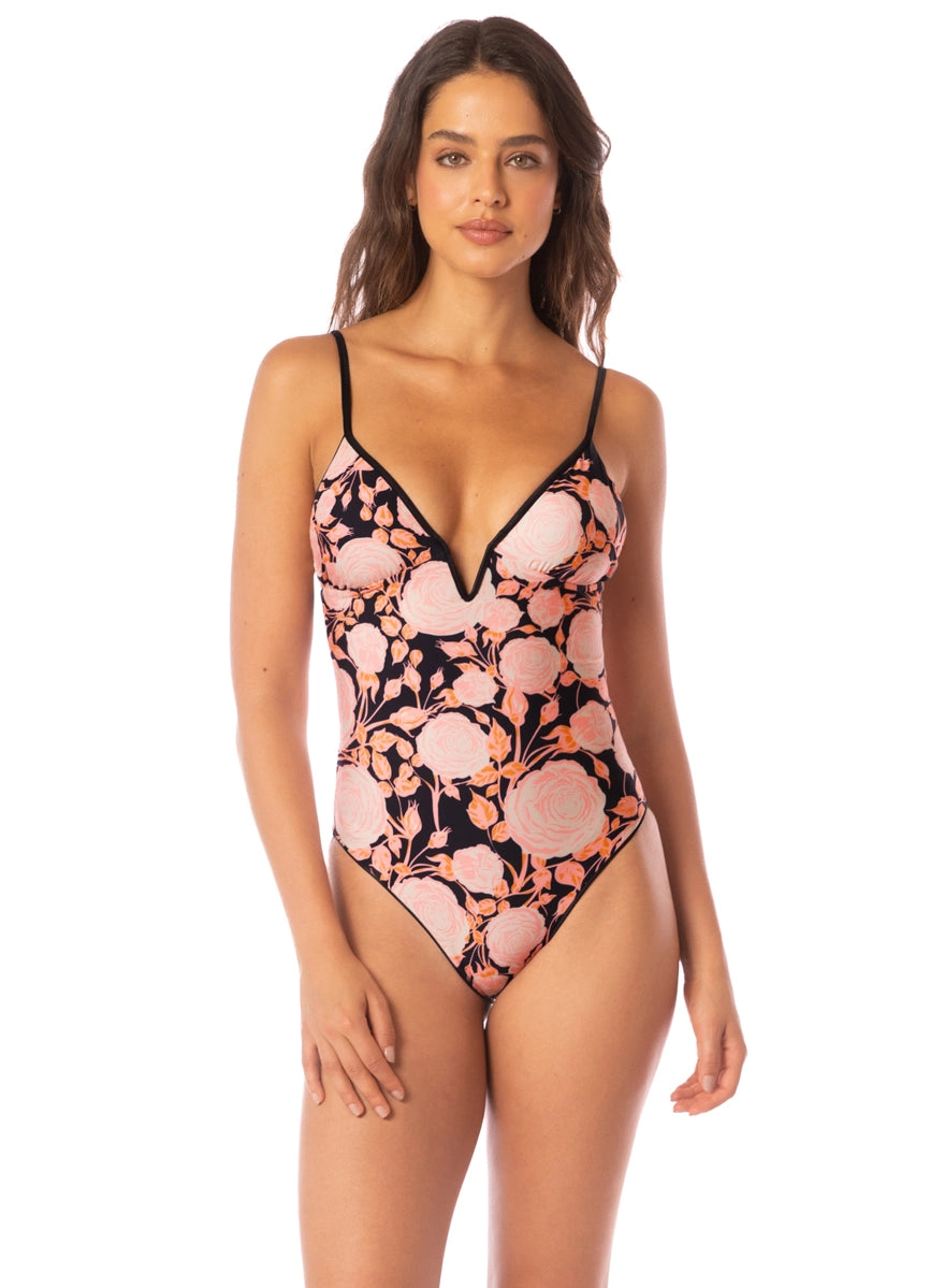 Maaji Onyx Black Parady Signature Cut V Wire One Piece