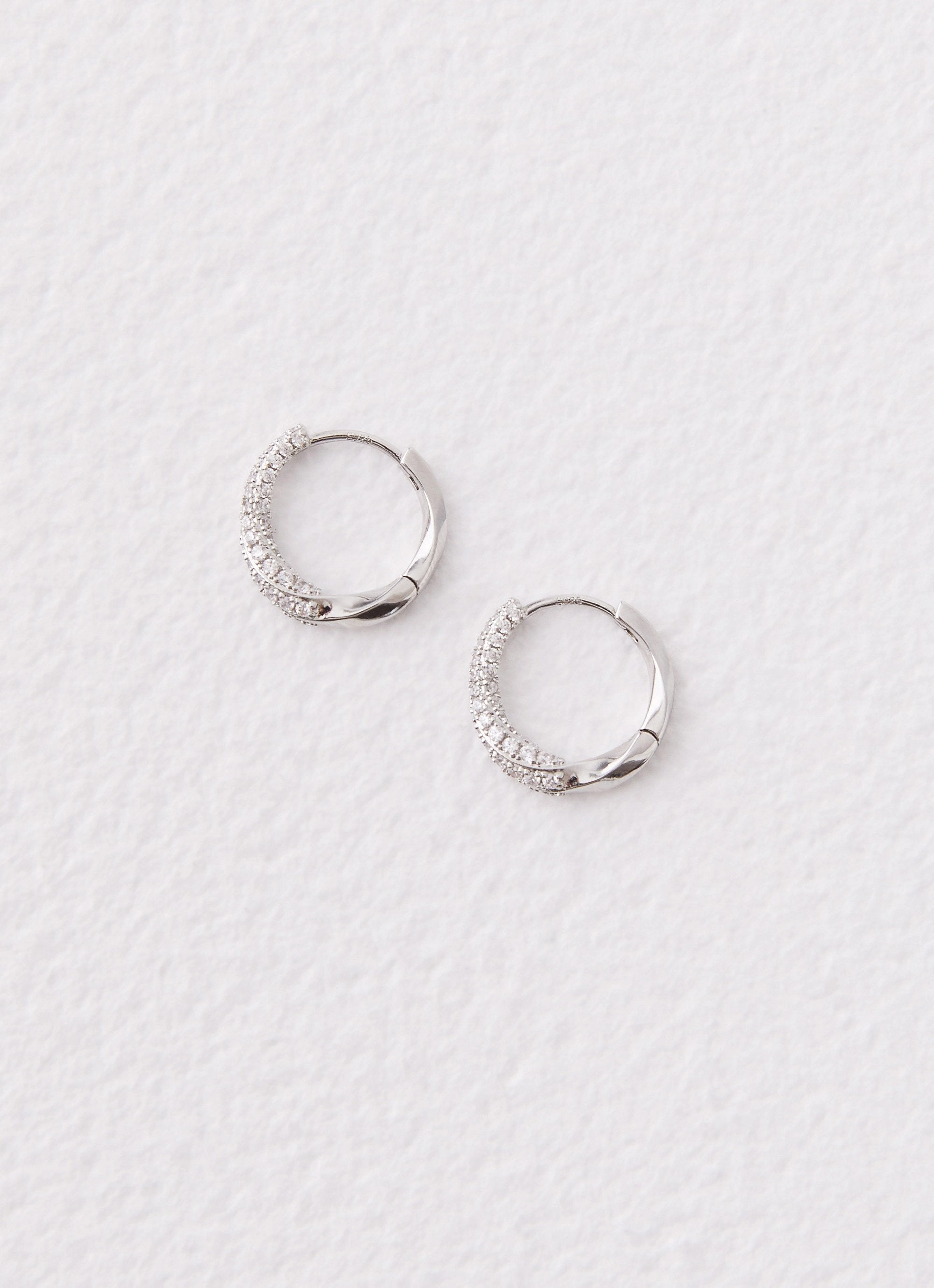 Monica Huggie Earrings - Silver