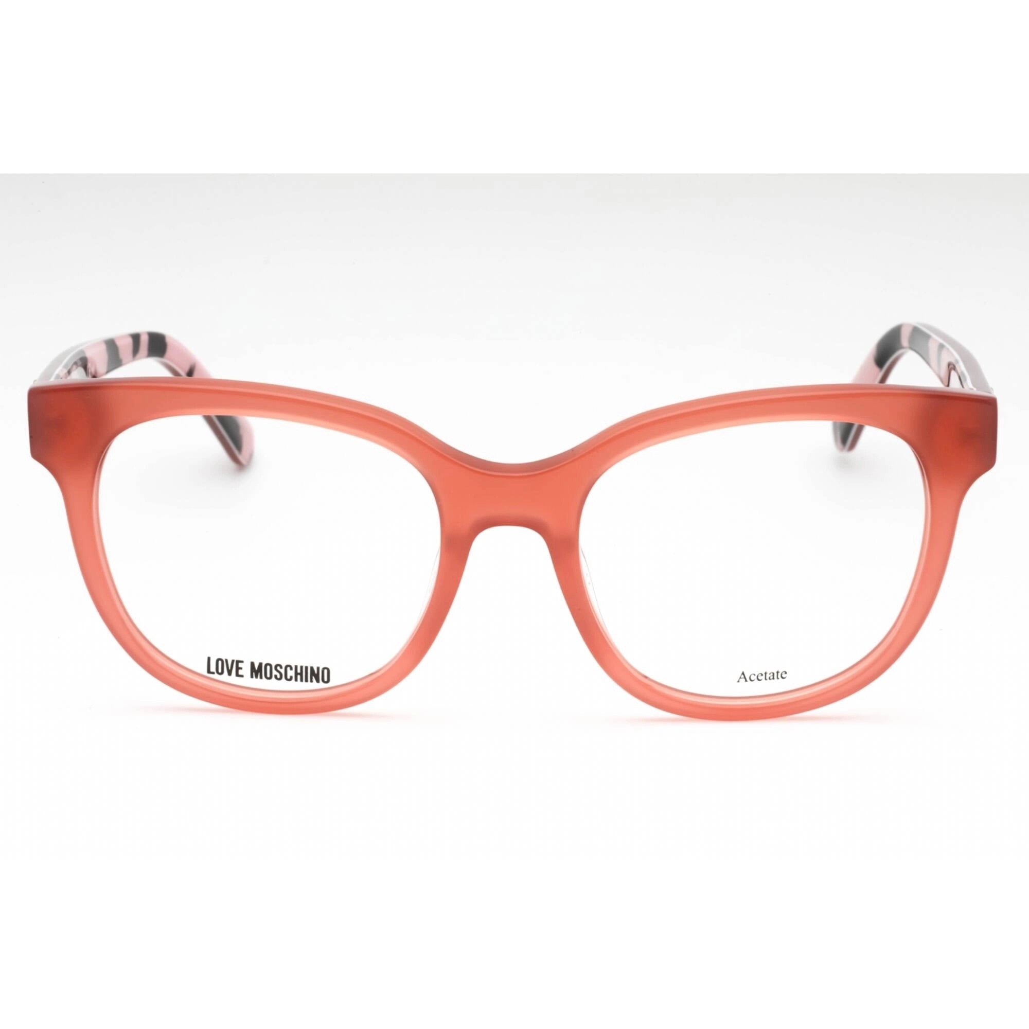 Moschino Love Women's Eyeglasses - Peach Pattern Black Acetate Cat Eye | MOL599 IGF
