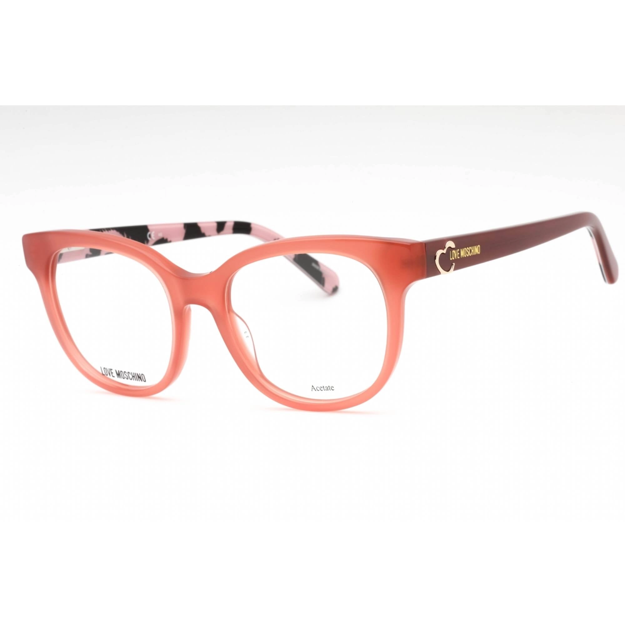 Moschino Love Women's Eyeglasses - Peach Pattern Black Acetate Cat Eye | MOL599 IGF