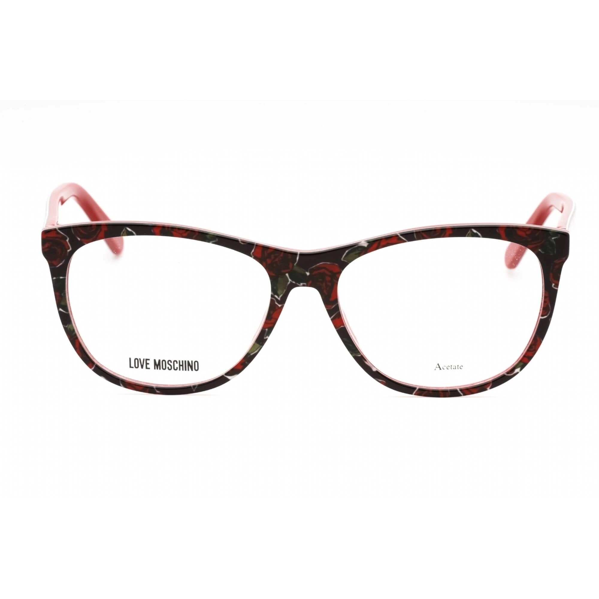 Moschino Love Women's Eyeglasses - Red Pattern Plastic Oval Frame | MOL524 00PA 00