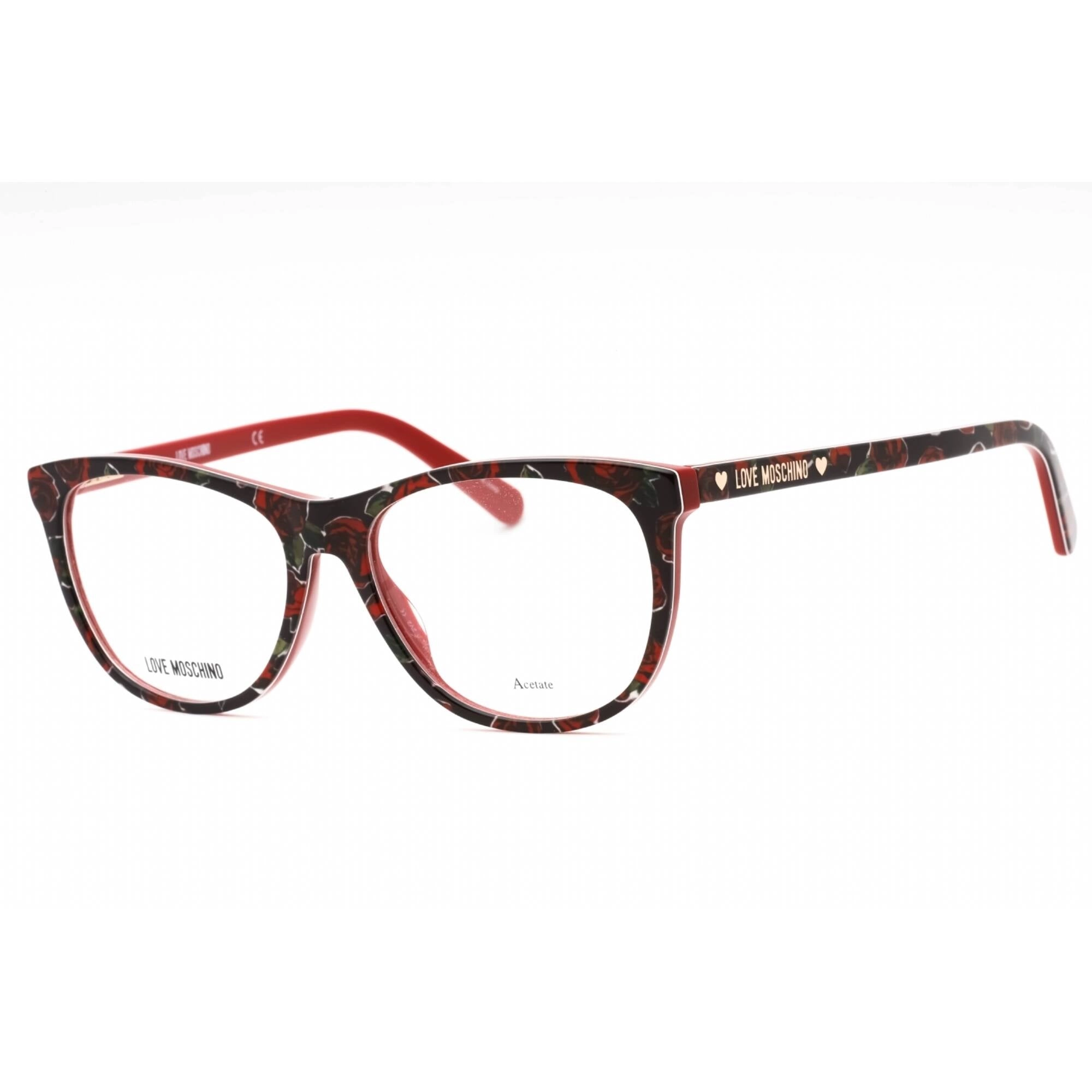 Moschino Love Women's Eyeglasses - Red Pattern Plastic Oval Frame | MOL524 00PA 00