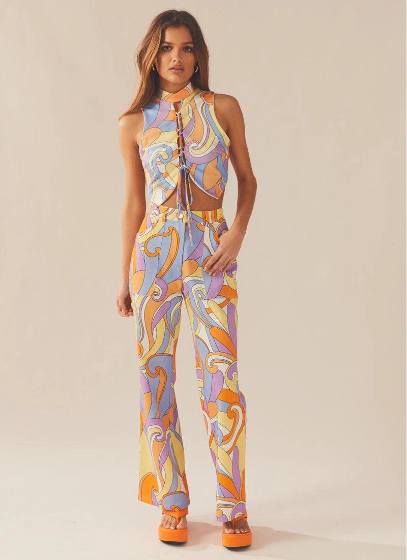 Paradising Mesh Top - Retro Swirl