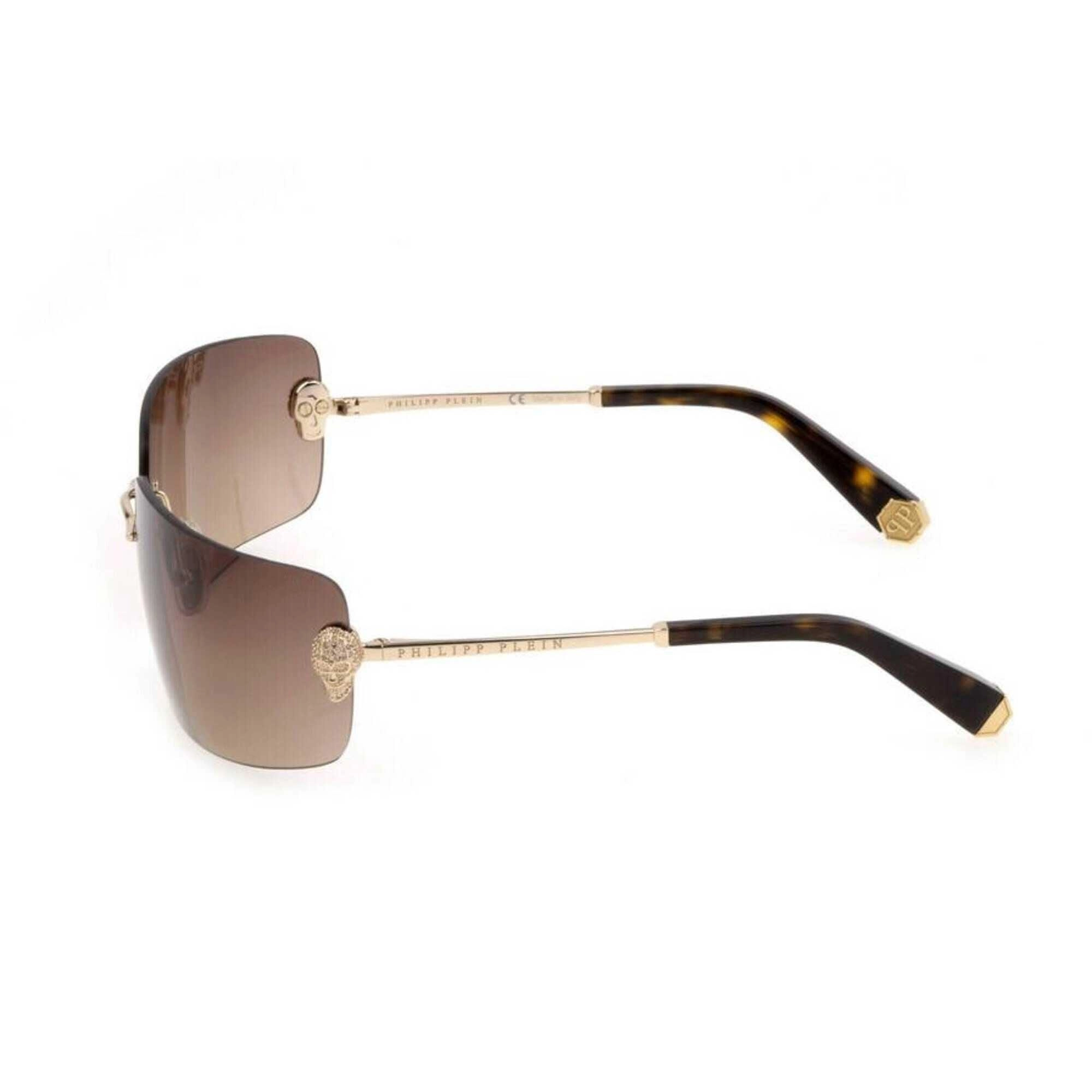 Philipp Plein Women's Sunglasses - Brown Rectangular Shape Metal Frame | SPP027S 300Y