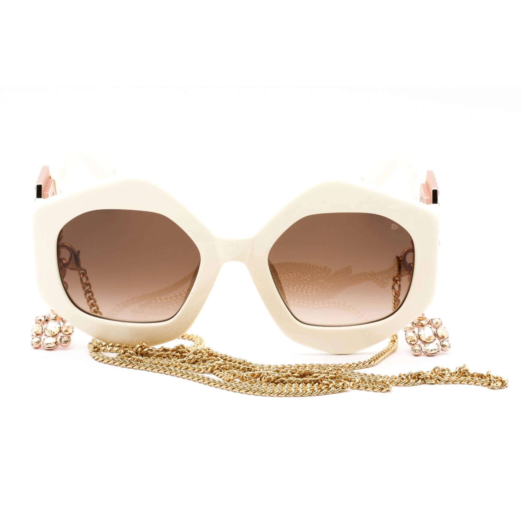 Philipp Plein Women's Sunglasses - Full Rim Ivory Plastic Irregular | SPP102S 09ZQ