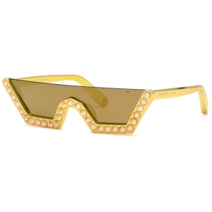 Philipp Plein Women's Sunglasses - Gold Plastic Frame Bronze Brown Lens | SPP031S GLDG