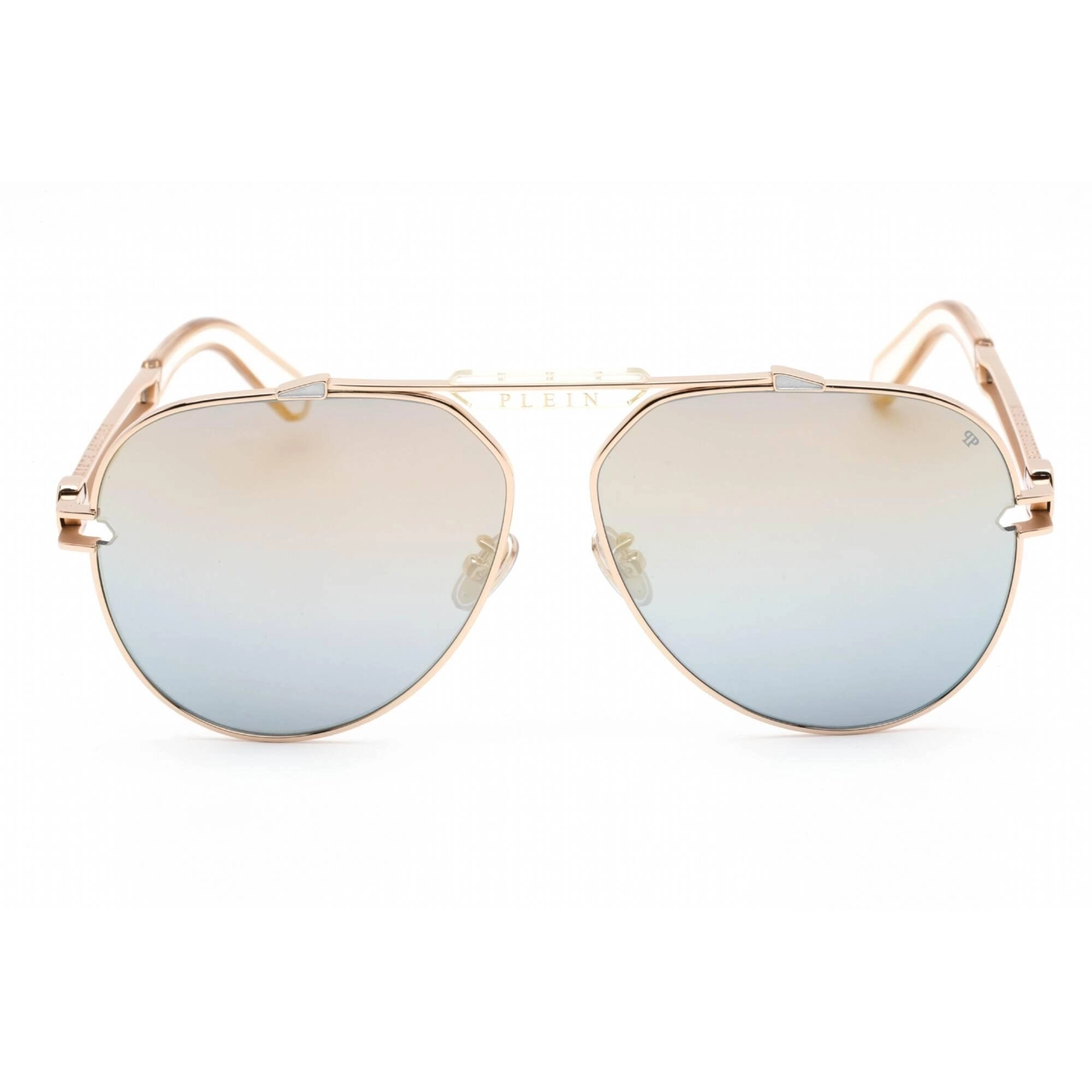Philipp Plein Women's Sunglasses - Shiny Rose Gold Metal Aviator Frame | SPP048M 033M