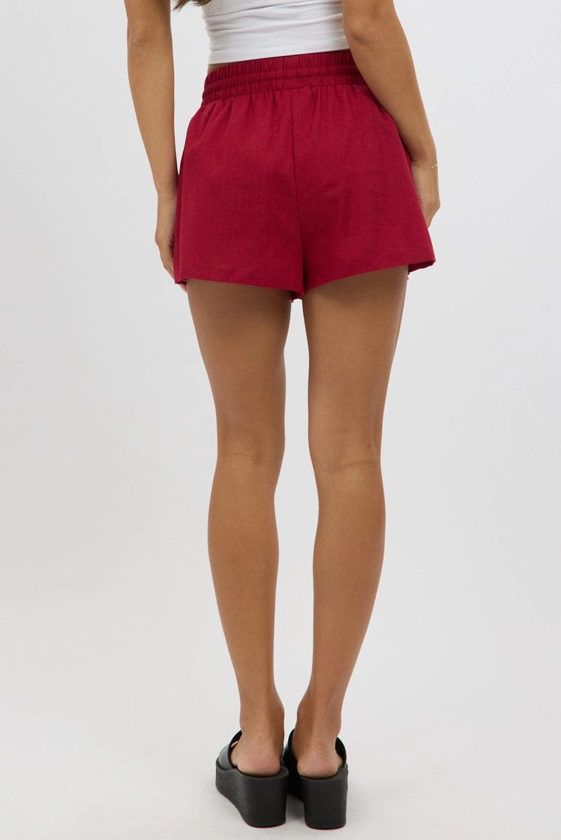 Red Shorts Elasticated Waist