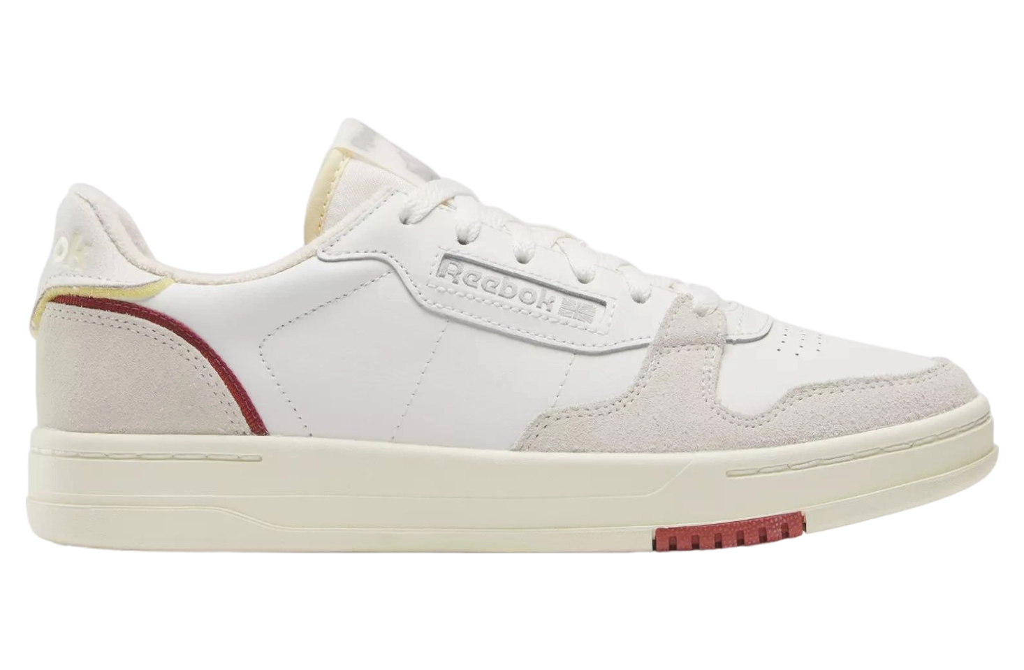 REEBOK MEN'S COURT CHALK/RED SNEAKER SHOES