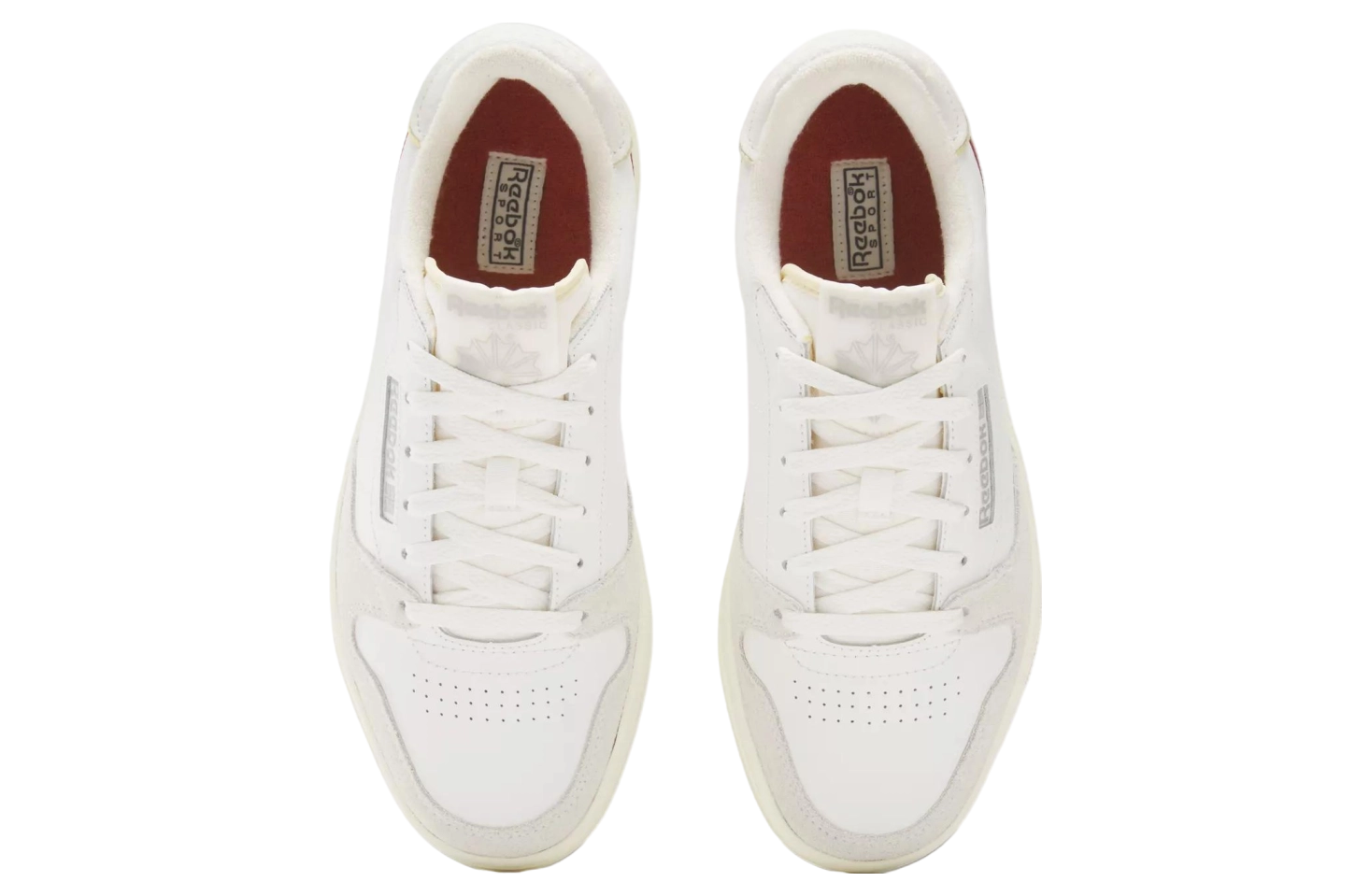 REEBOK MEN'S COURT CHALK/RED SNEAKER SHOES