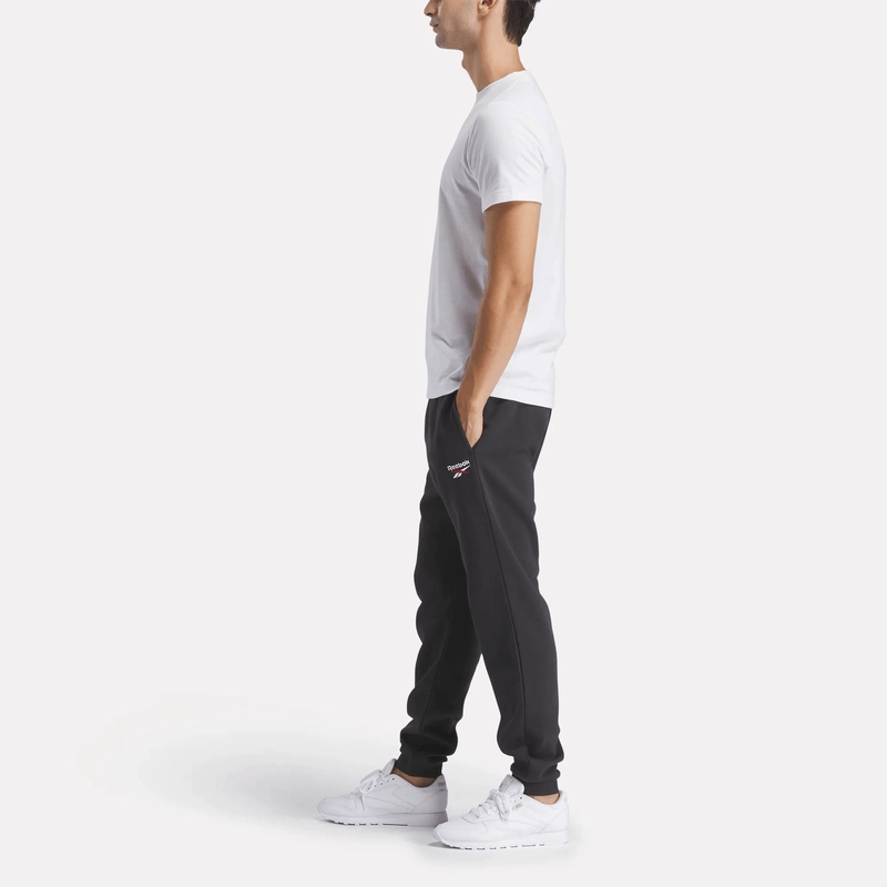 REEBOK MEN'S IDENTITY SMALL LOGO BLACK TRACKPANTS