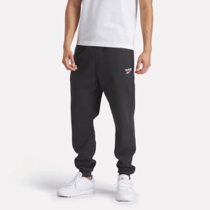 REEBOK MEN'S IDENTITY SMALL LOGO BLACK TRACKPANTS
