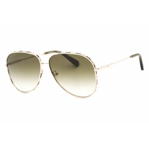 Salvatore Ferragamo Women's Sunglasses - Gold/Green Aviator Metal Frame | SF268S 709