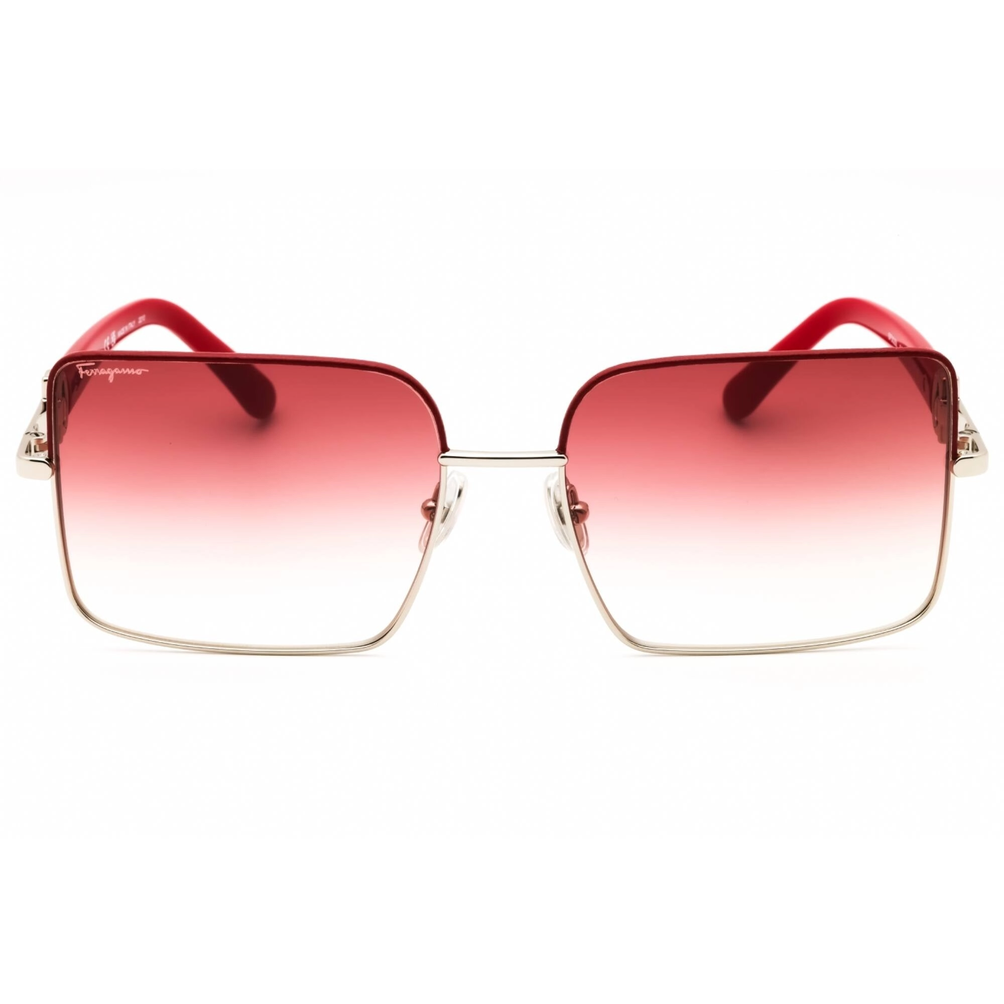 Salvatore Ferragamo Women's Sunglasses - Silver/Burgundy Metal Square | SF302SL 049