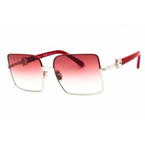 Salvatore Ferragamo Women's Sunglasses - Silver/Burgundy Metal Square | SF302SL 049